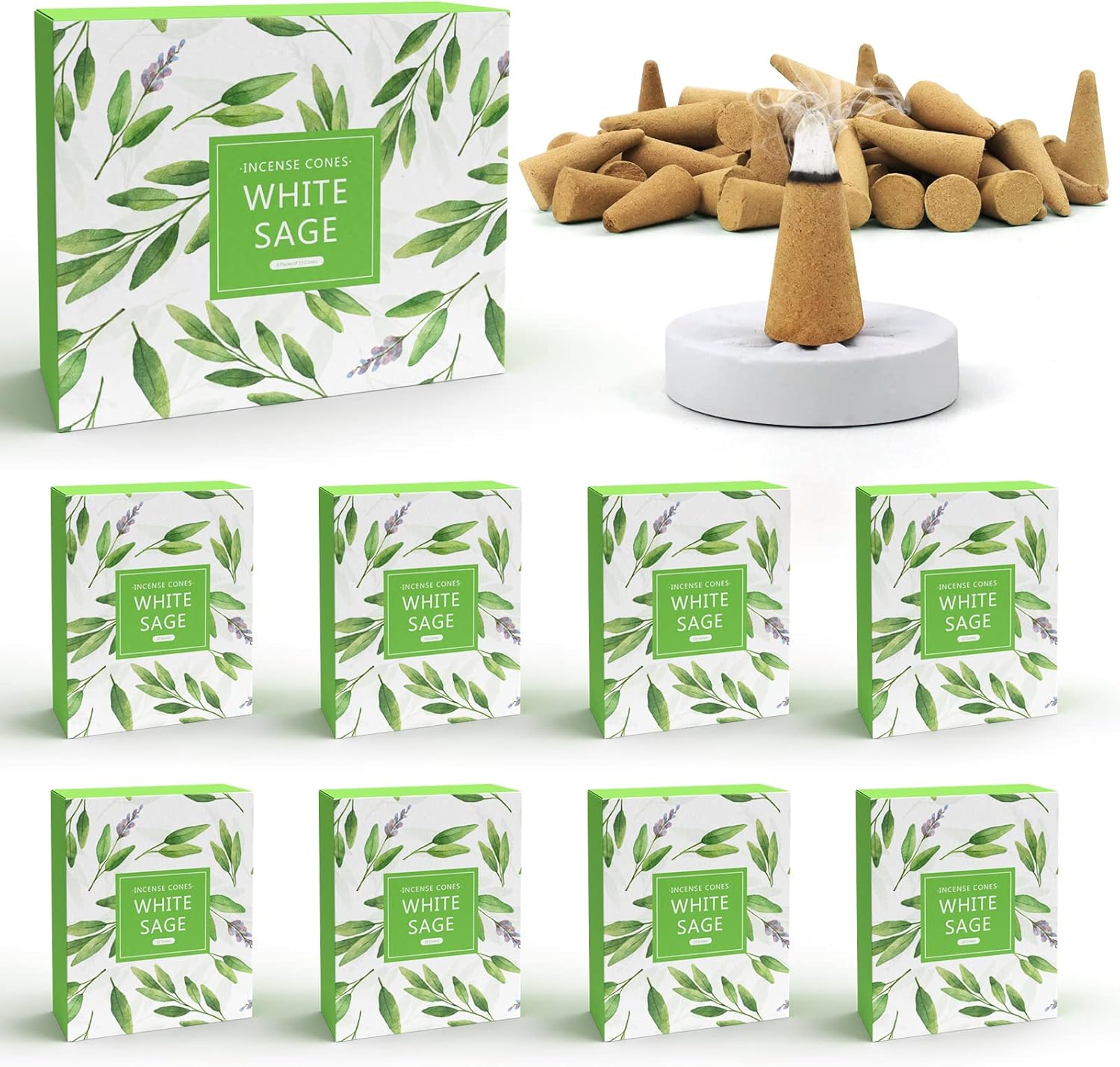 Incense Cones, Scented Cone Incense, White Sage Incense Kit