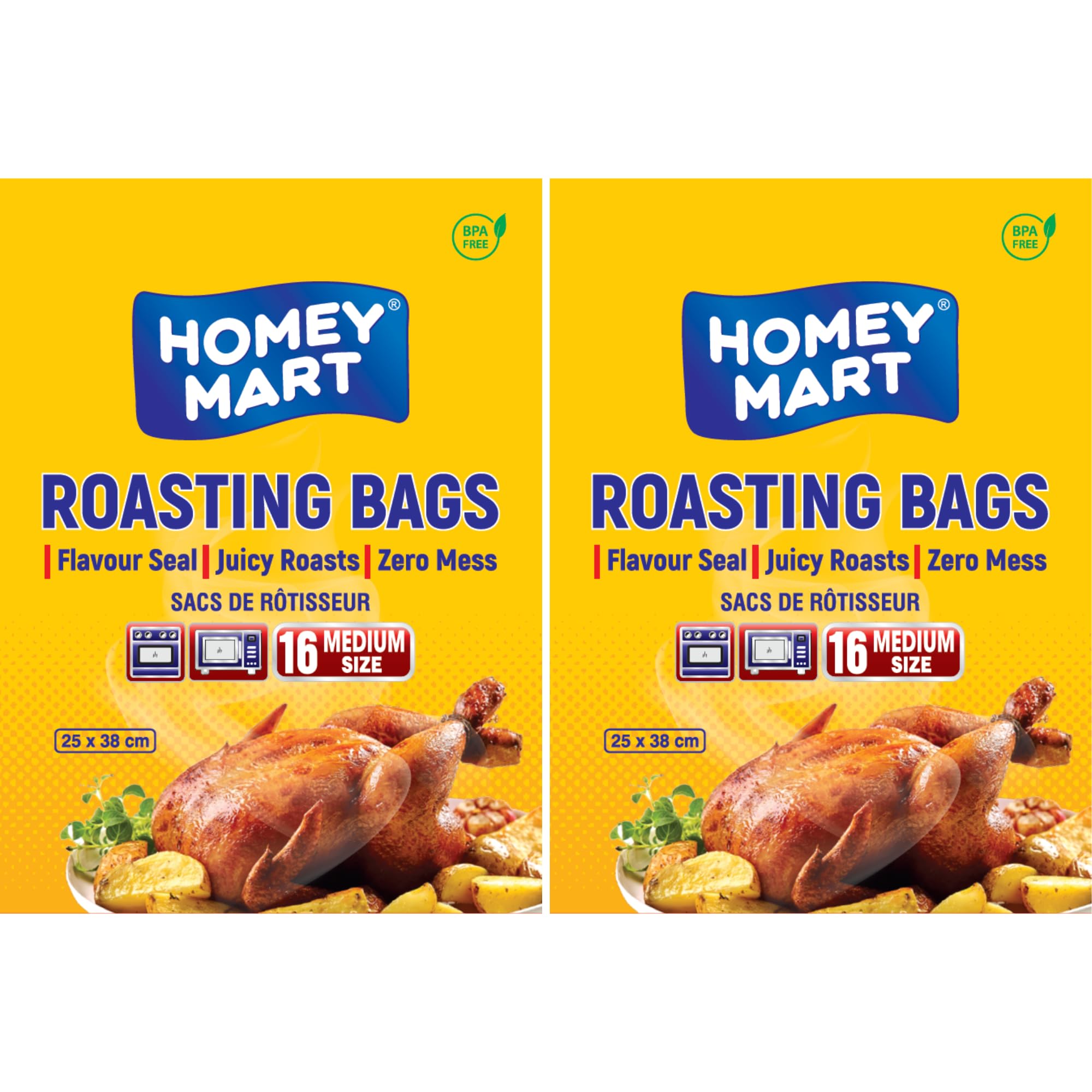 Homey Mart Clear 32 X Roasting Bags Flavour Seal Cooking Bags For Ovens And Microwaves To Cook Meat Poultry Fish Turkey And Vegetables 25Cm X 38Cm