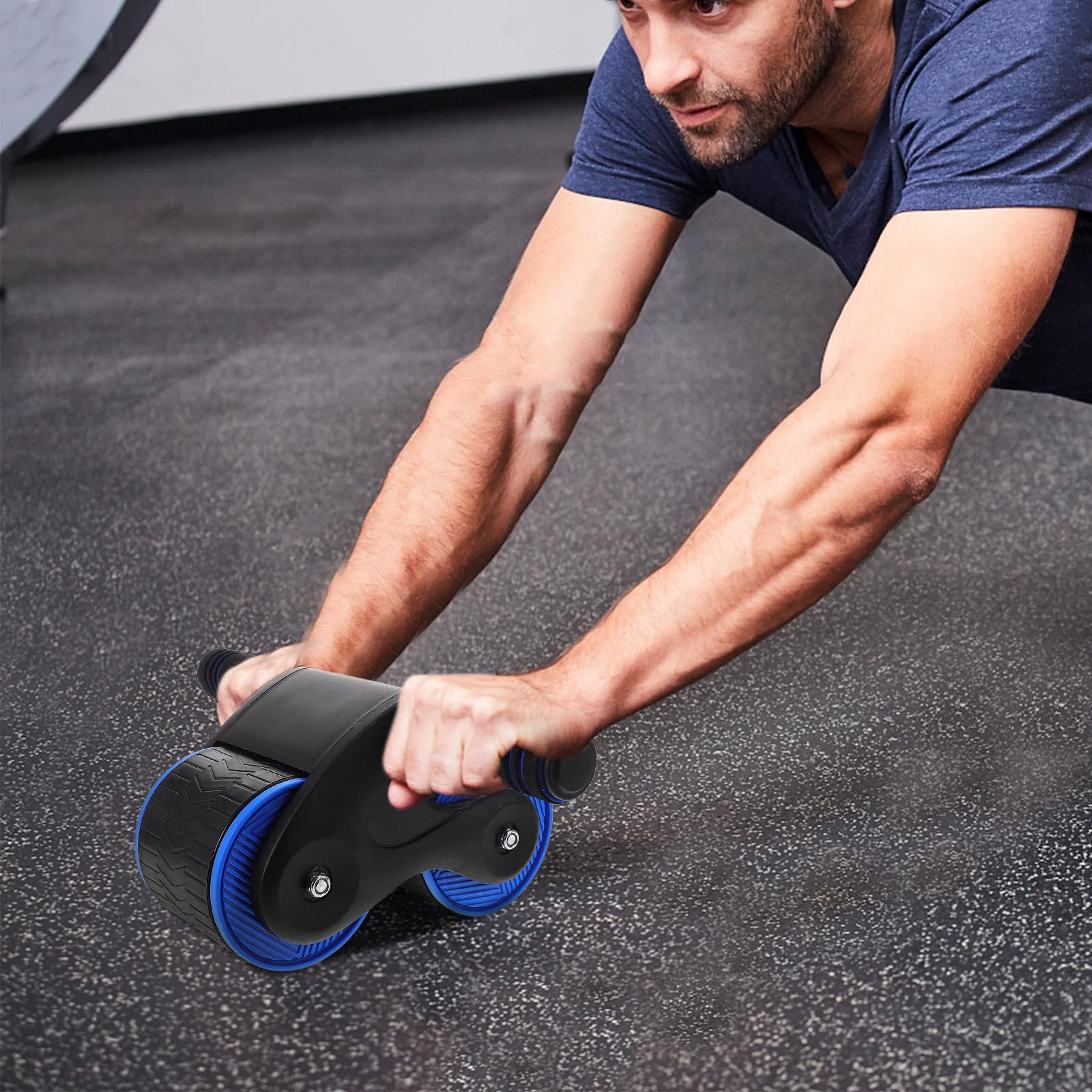 POPETPOP Rodillo para Abdominales Rueda de Goma y Acero, Equipo Compacto para Ejercicios Abdominales en Casa o Gimnasio, Añade Intensidad al Entrenamiento Core