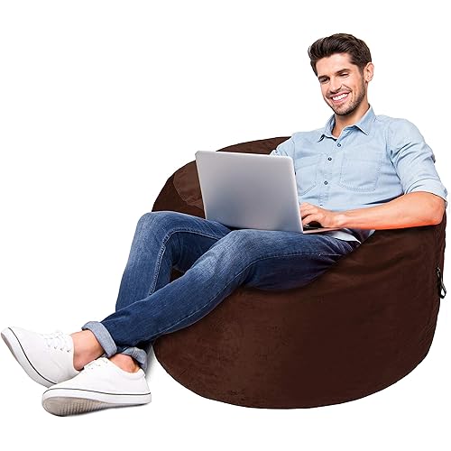 Amazon Basics Memory Foam Filled Bean Bag Chair with Microfiber Cover - 4', Espresso
