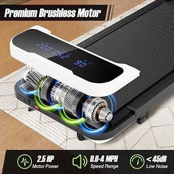 Goplus Walking Pad, 2.5 HP Under Desk Treadmill with Remote Control & LED Display, 3 Countdown Modes, 0.6-4 MPH Portable Treadmills for Home Small, Office, Free-Installation