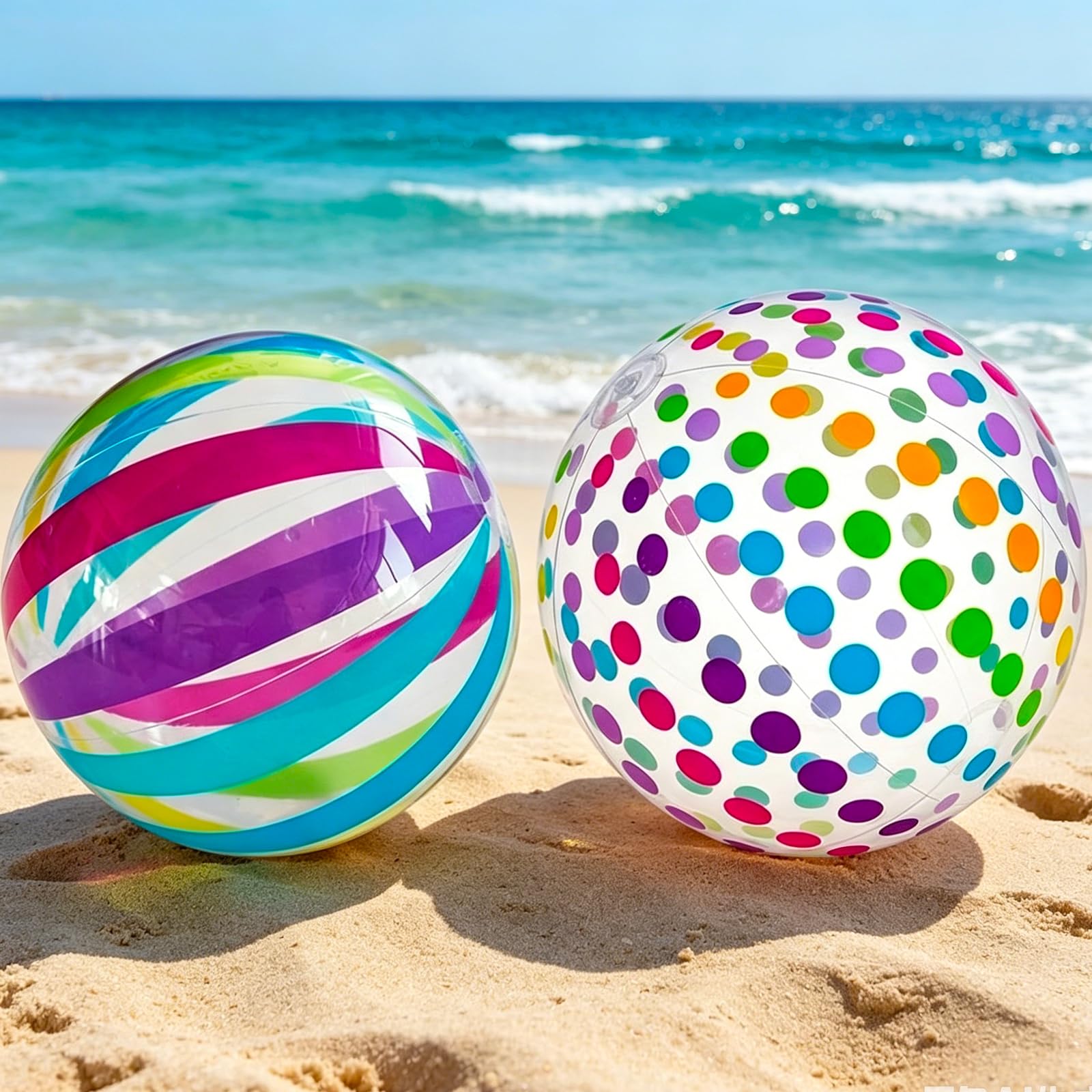YTPAFK Beach Ball, Pool Toys and Pool Inflatables, Soft Balls for Beach and Pool Activities, Inflatable Beach Ball, Set of Two Inflatable Beach Balls