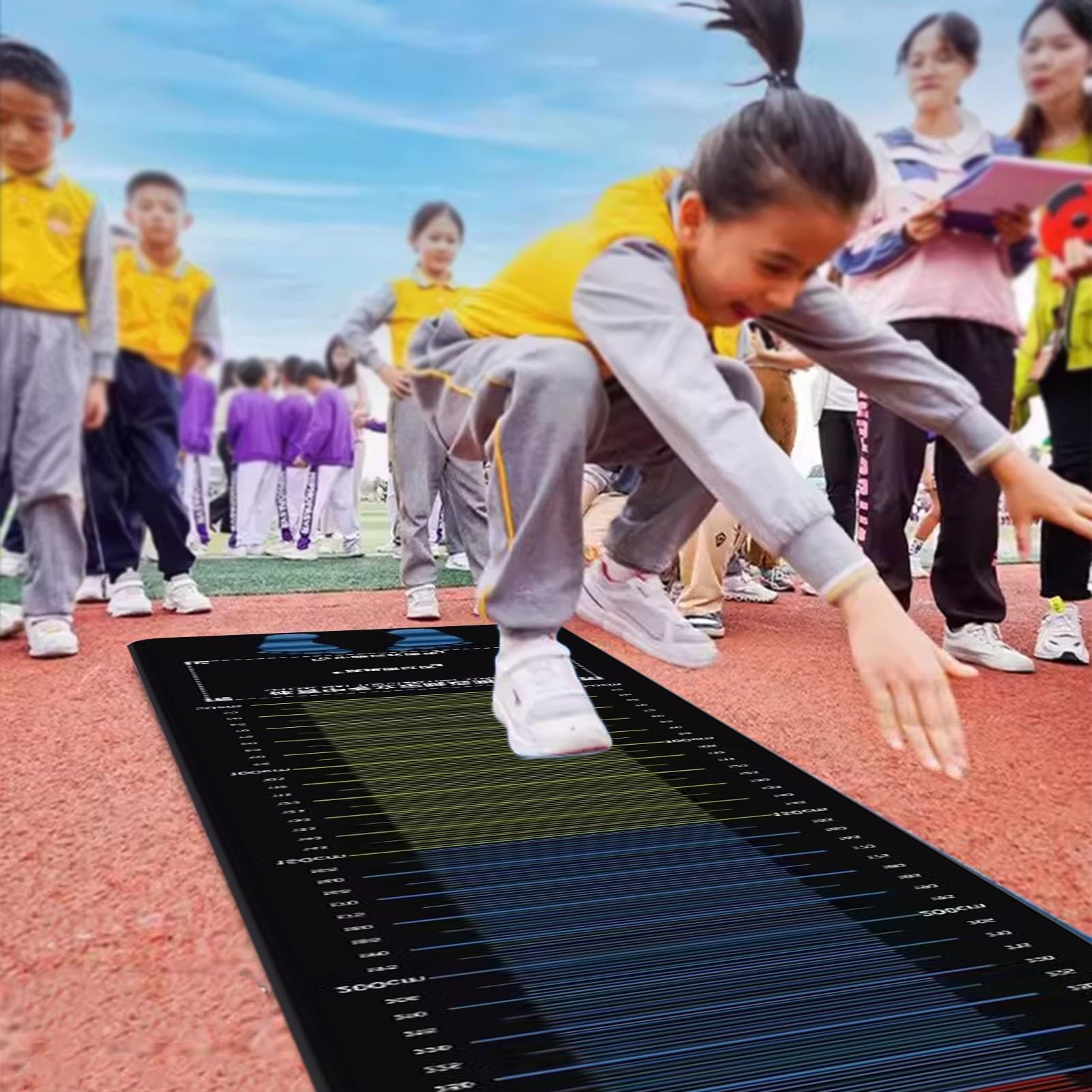 Oracra Carpeted Long Jump Test Mat for Child, 2m/2.5m/3m Long Exercise Training Pad Wear-Resistant, Home Gym Workout Board Rug Non Skid for Fitness (Color : 300cmx90cm)