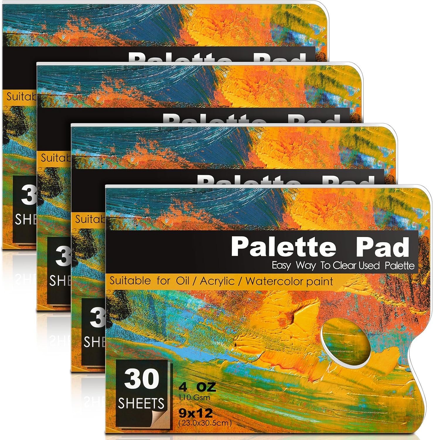 Affrolling 4 Pack 120 Sheets Palette Paper 9" x 12" Paint