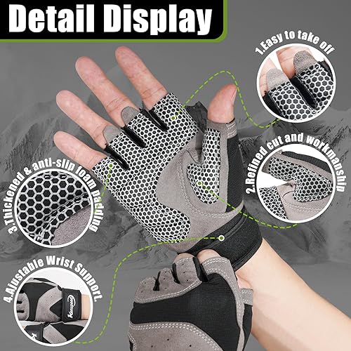 Miniatura 4 de Guantes de entrenamiento para hombres y mujeres, guantes de levantamiento de pesas con soporte para la muñeca, protección completa de la palma de la