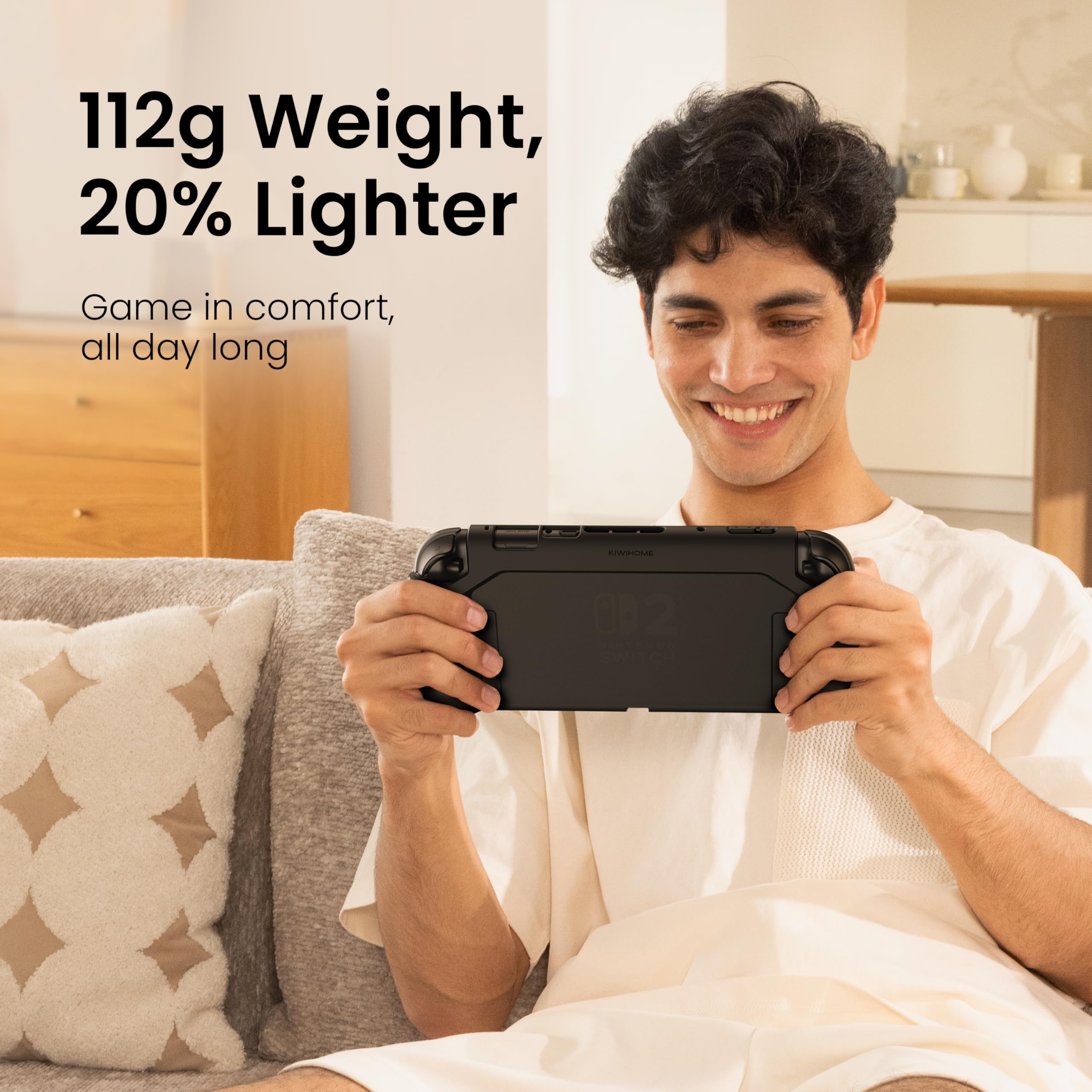 KIWIHOME P2 Dockable per Switch 2 Case 2025, Impugnatura ergonomica antiscivolo Custodia protettiva anti-caduta Accessori per Switch 2 Case, Nero