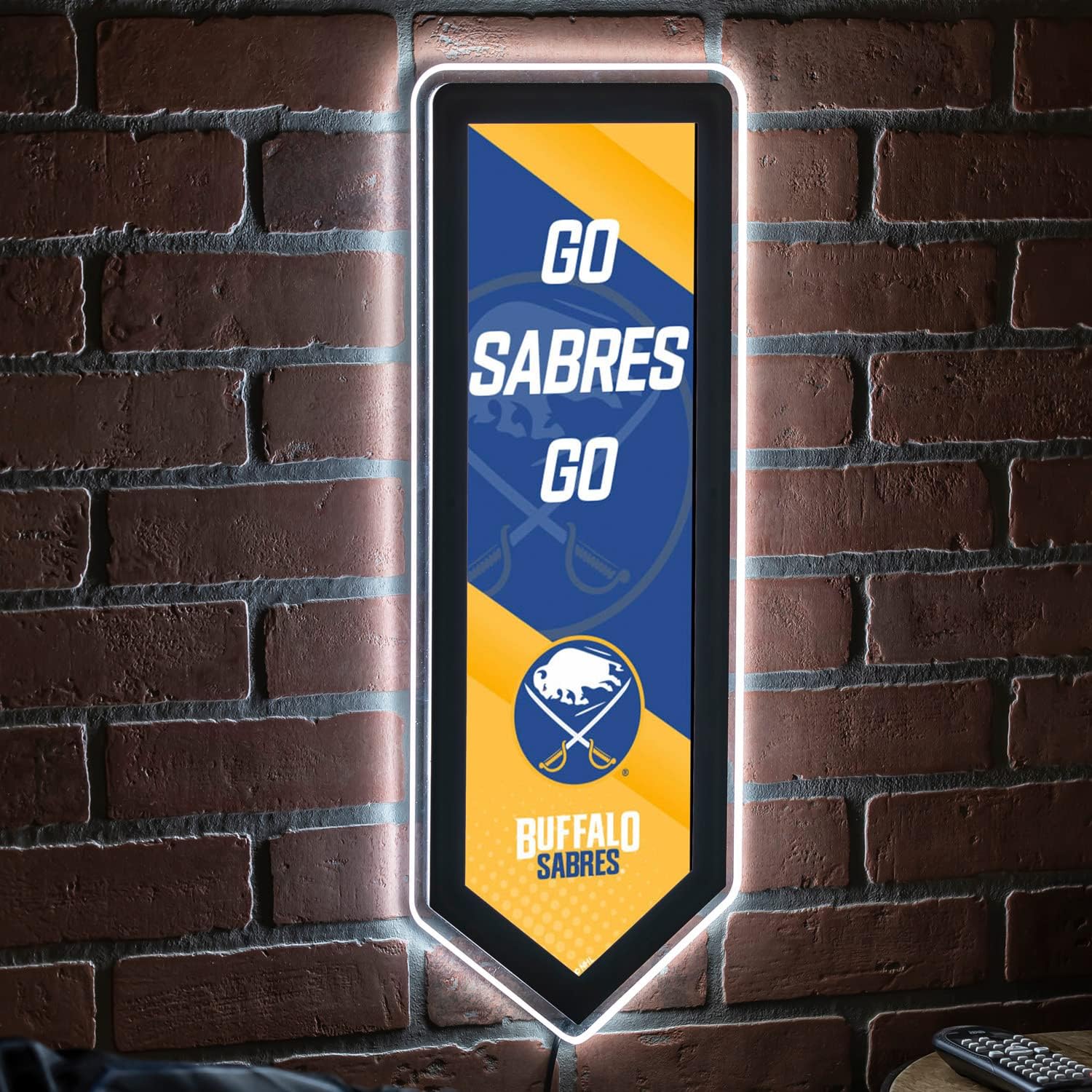 Team Sports America Evergreen NHL Buffalo Sabres Ultra-Thin LED Light Wall Sign Decor | Full Size Replica Helmet | 15.6 x 19 Inches | Made in the USA