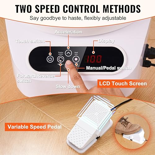 Miniatura 4 de Happybuy Rueda de cerámica de 10 pulgadas, rueda de cerámica eléctrica de 350 W, máquina formadora de accionamiento directo con pedal y pantalla LCD