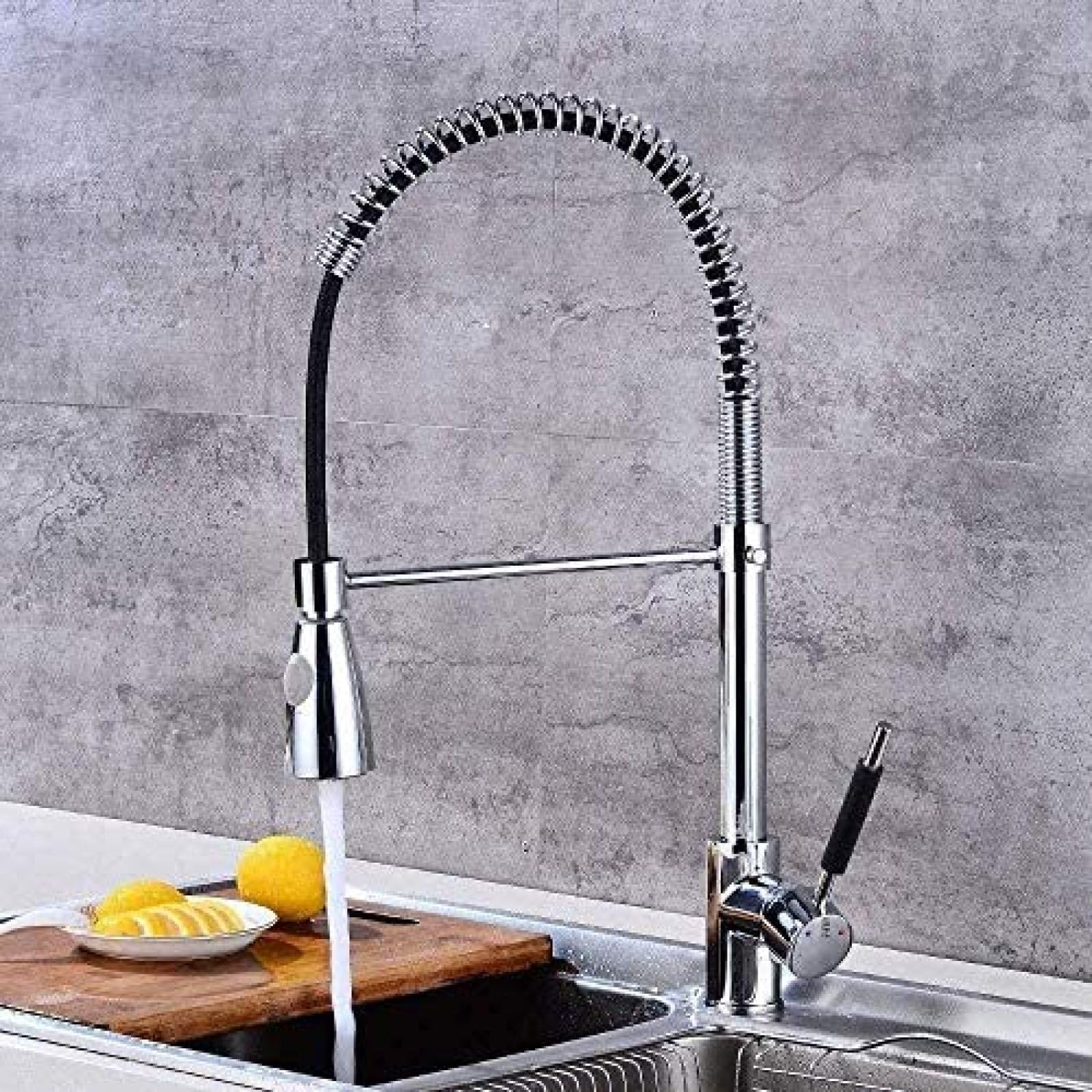 Rubinetto Contemporaneo Rubinetto monocomando a molla Rubinetto a testa rotante a scomparsa Irrigatore pre-risciacquo Rubinetto per lavello per impieghi gravosi Rubinetto alto in ottone commerciale