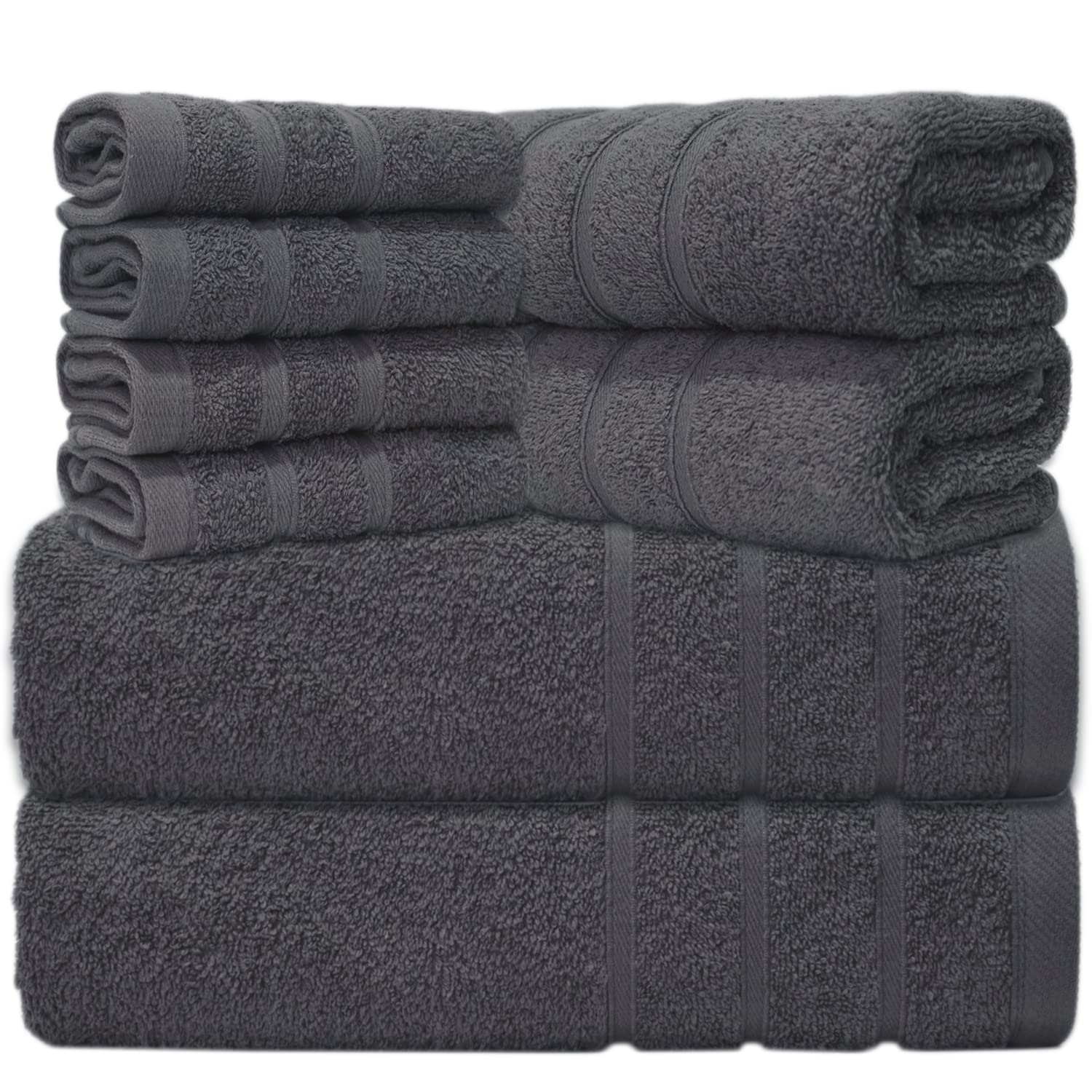 ZZZMRH Premium 100% Egyptian Cotton Towel Bale Set - 8 Pieces, super soft quick dry 550 Gsm Xlarge size, Grey 8 Pieces Towel Set for Bathroom