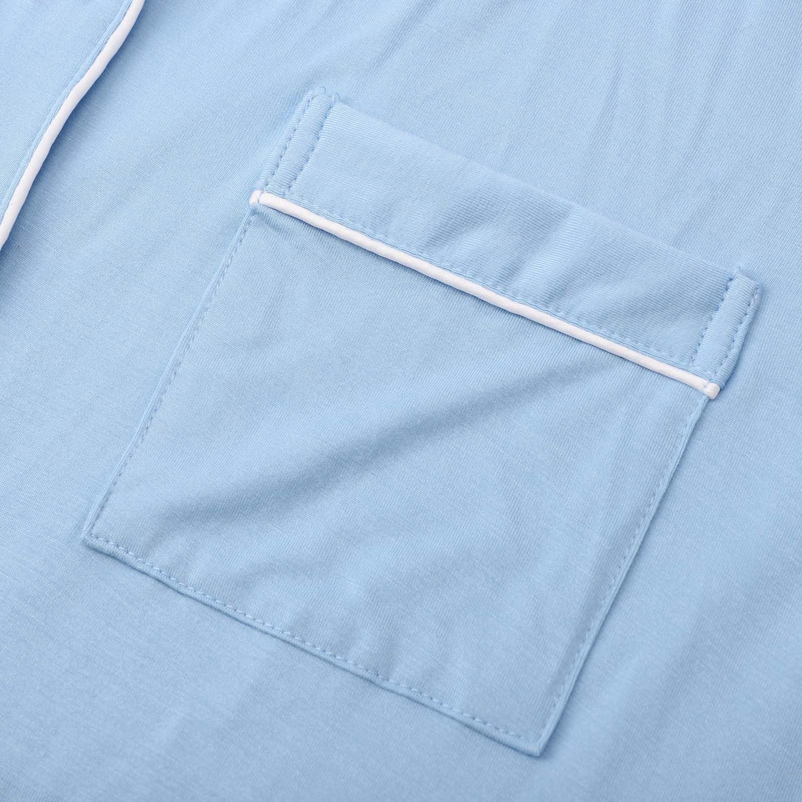 Genérico Pijama Lactancia,Conjunto De Pijama para Mujer Conjunto Informal De Dos Piezas Top De Manga Corta Y Pantalones Cortos Bolsillo En El Pecho De Pijama Suave