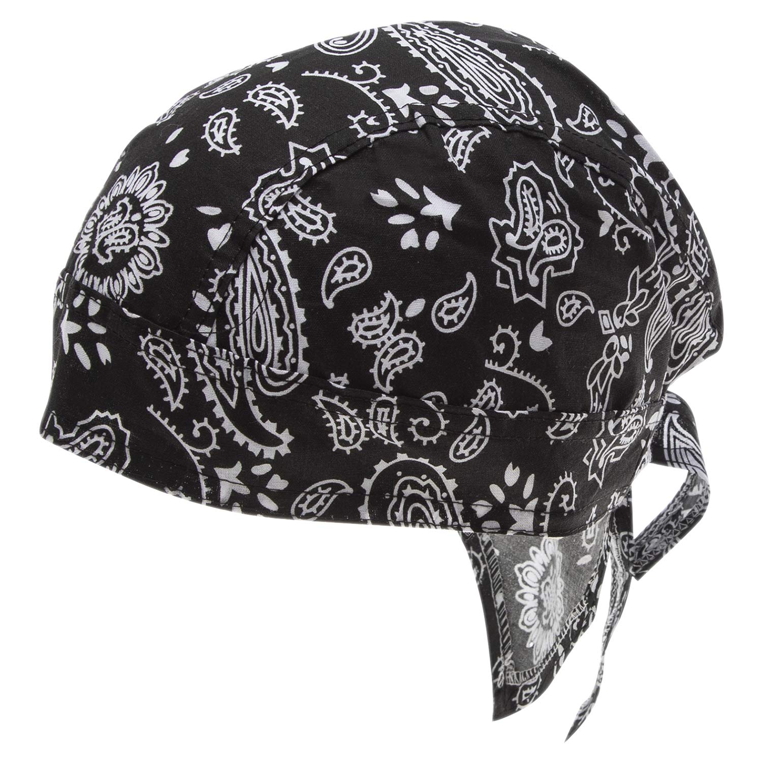 Bandana.com Black Paisley Doo Rag Outdoor Essentials Head Wrap 100% Cotton - Dozen Packed
