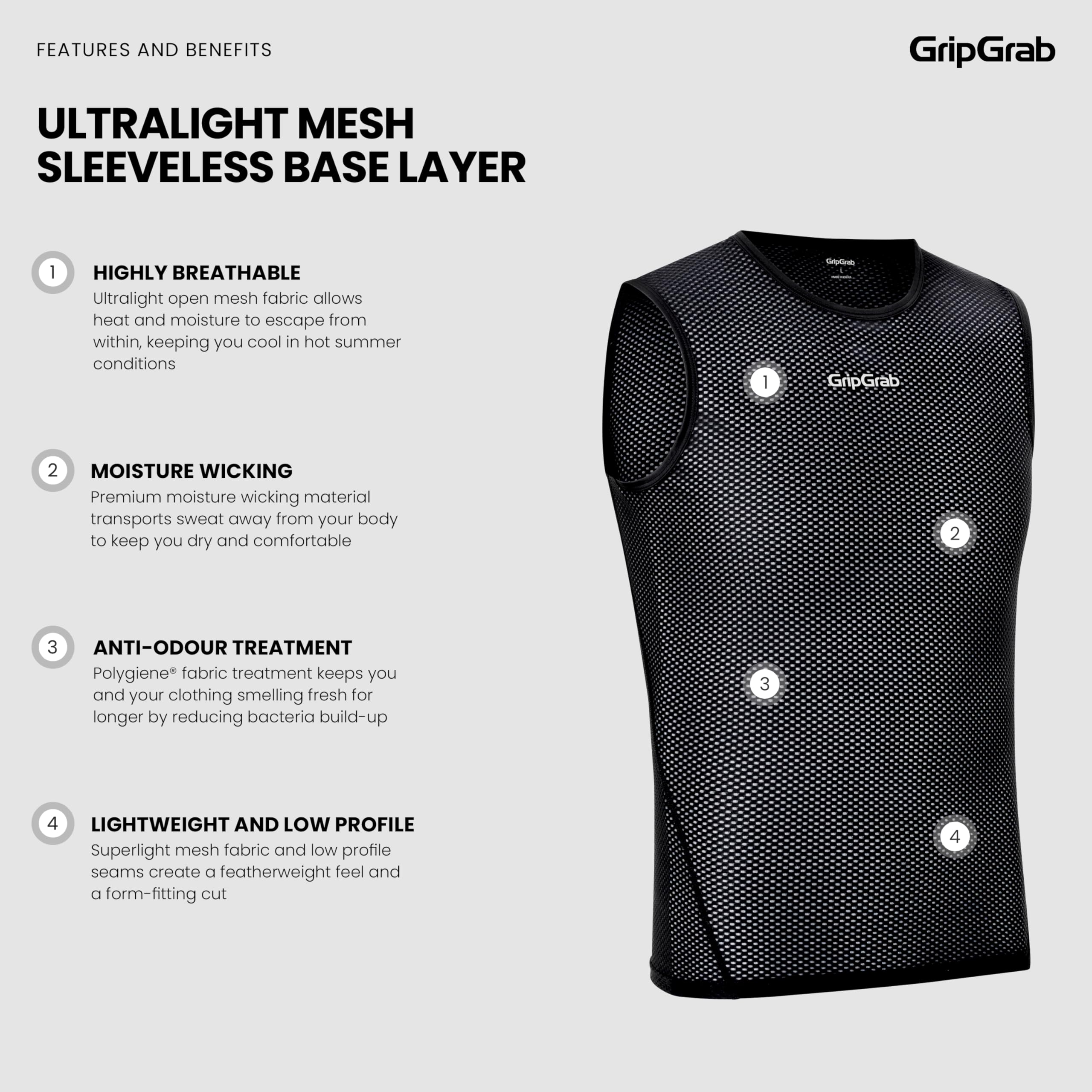 GripGrab Warstwy bazowe Uniseks Gripgrab Ultralight 1er und 3er Pack Cool Mesh Sommer Fahrrad Unterhemd (1 w zestawie)