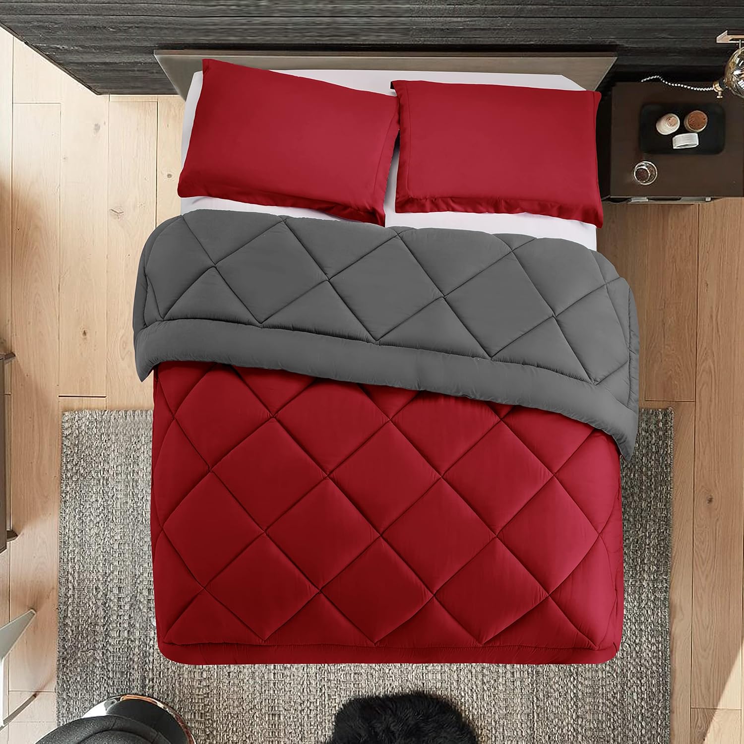 Elegant Comfort Reversible 3Piece Comforter Set All Season, Ultra Soft