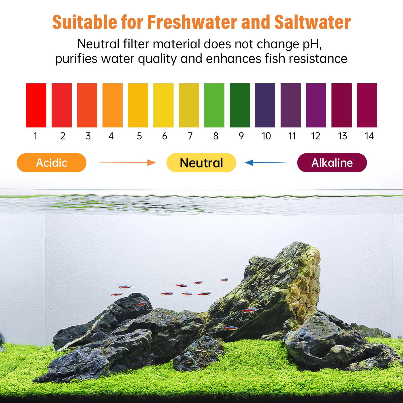 hygger Medios filtrantes de carbón para acuario, carbón activado de cáscara de coco natural de alta calidad para agua dulce y salada, carbón para tanque de peces, carbón de purificación de agua (44