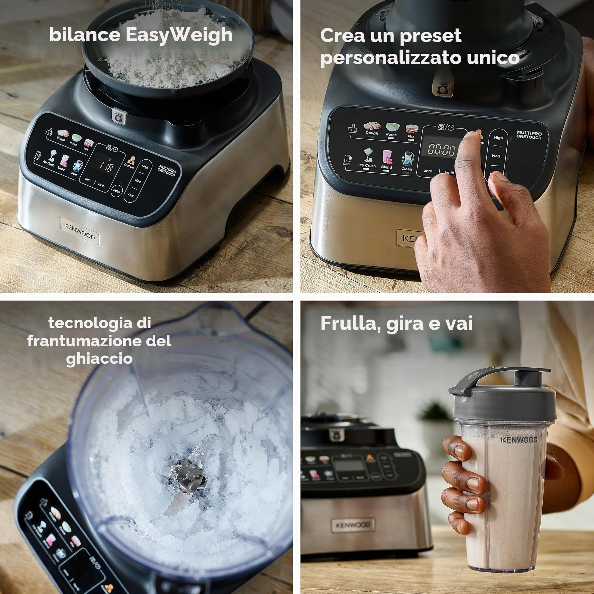 Kenwood MultiPro OneTouch FDM73.850SS, robot da cucina e frullatore multifunzione con 13 accessori, velocità variabile e funzione impulsi, scala integrata, lavabile in lavastoviglie, 1000 W