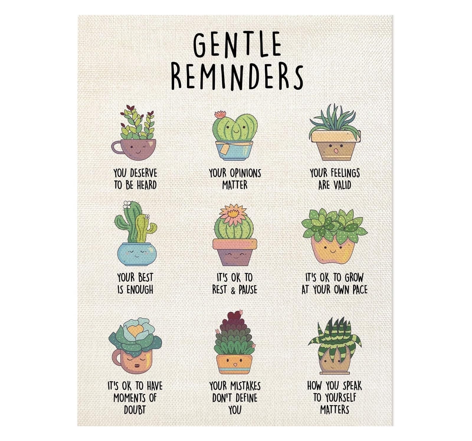 KCDFDVJFBM Calming Office Decor: Affirmations & Gentle Reminders Poster for Mental Health Counselors, Social Workers & School Offices(Unframed,08x12inch(20x30cm))