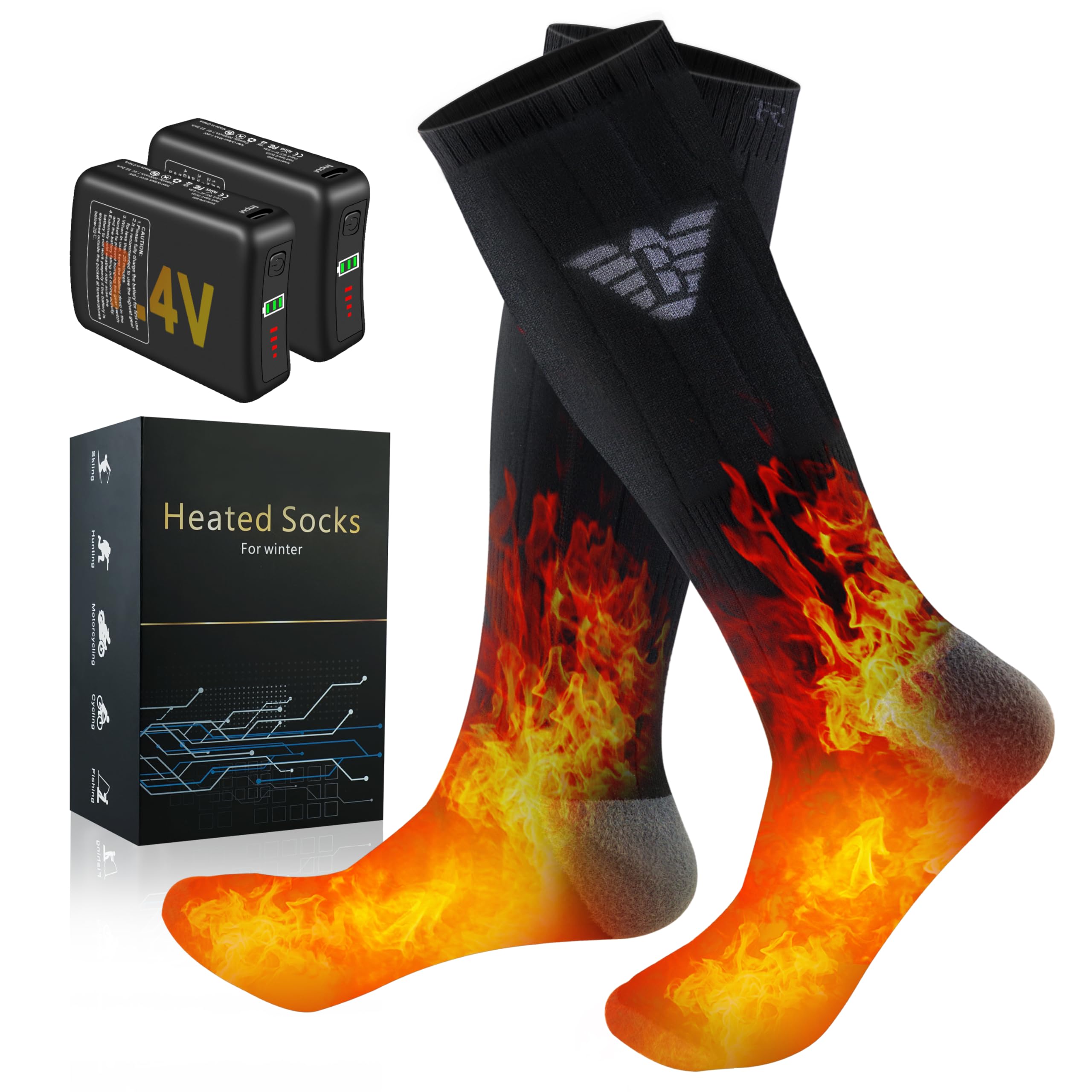 Chaussettes Chauffantes 4500mAh - 3 Températures Réglables Pour Ski, Randonnée Et Activités Extérieures