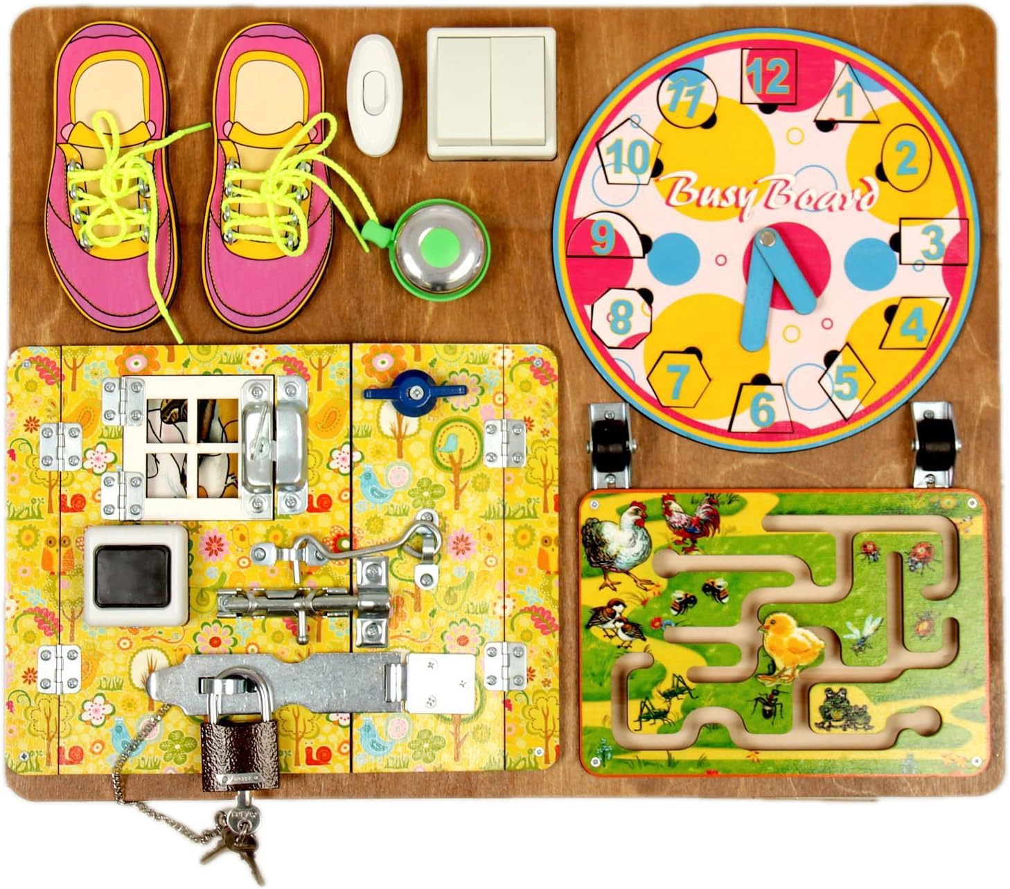 Wooden Activity Busy Board for Girls