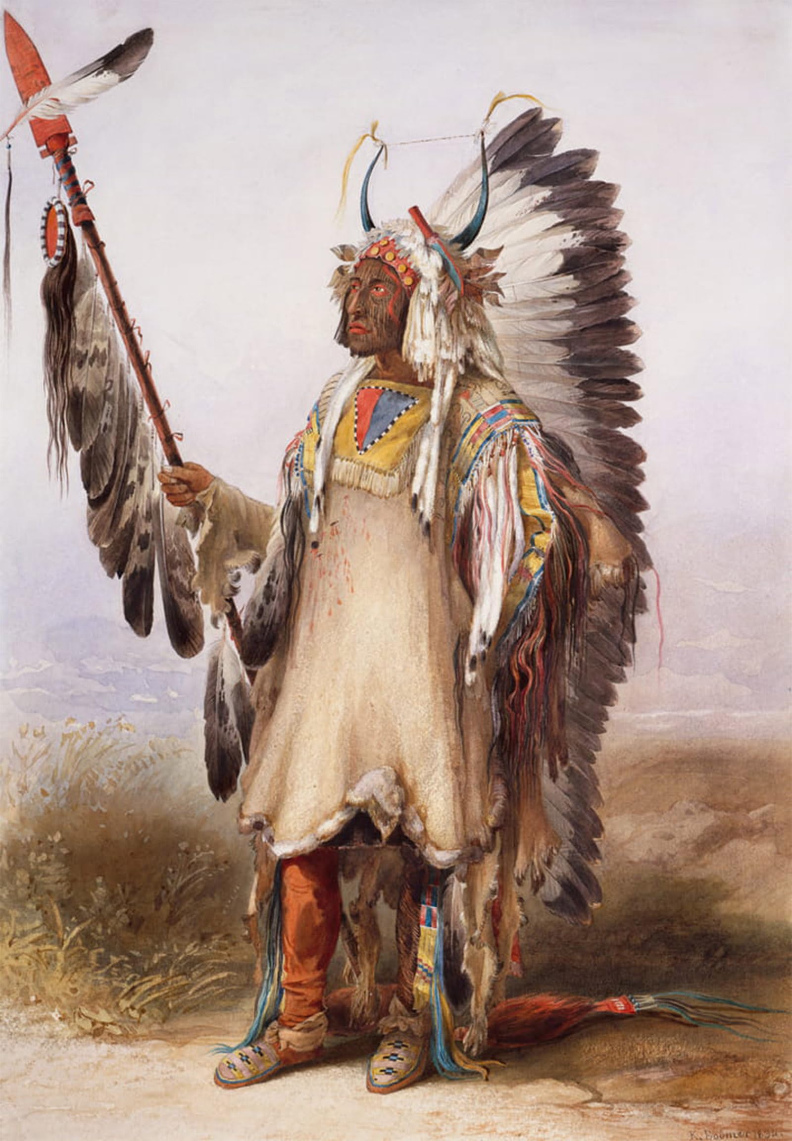 POSTERIIk Famous Animal Posters Vintage Picture Matótópe Mandan Chief by Karl Bodmer Modern Wall Decor for Home Decor 60x90cm