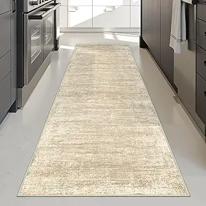 Zesthome Washable Runner Rug 2x6, Runners for Hallways, Non Slip Kitchen Runner Rugs, Soft Abstract Entryway Runners, Ultra-Thin Stain Resistant Rug for Bedside, Laundry, Corridor (Beige/Brown, 2'x6')
