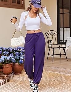 Ekouaer Jogger Pajamas Pants Baggy Lounge Pj Pant Cotton Sleep Bottoms Fall Sweatpants with Pockets for Women