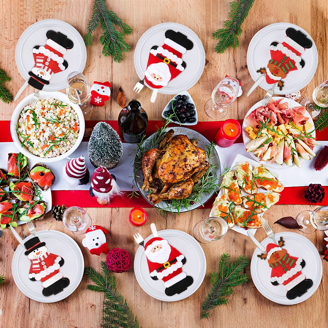 Fshxj 8 Stück Bestecktasche Weihnachten,Filz Beste Produktbild-Vorschau 6