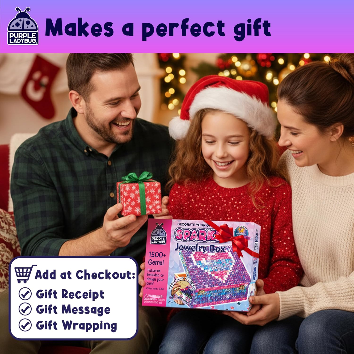 PURPLE LADYBUG DIY Mosaic Jewelry Box for Girls Craft Kits - Birthday Girls Gifts 8-12 Year Old, 10 Year Old Girl Christmas Gift Ideas - Room Decor for Teens - Arts and Crafts for Kids 6-8 - Stocking Stuffer - Image 2