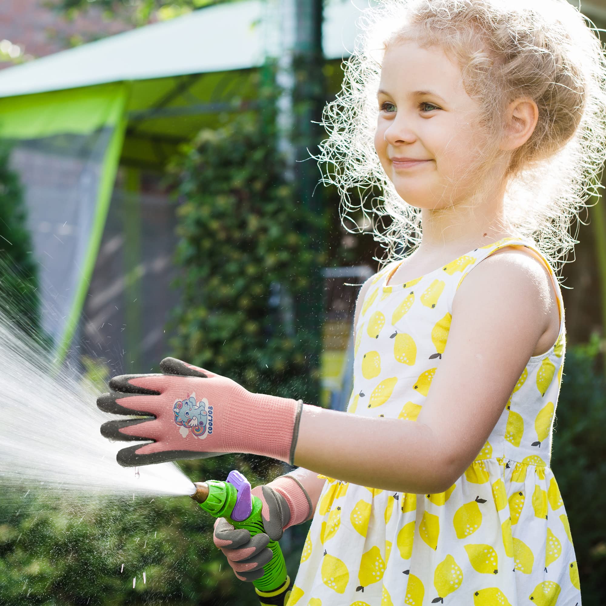COOLJOB Guanti Da Giardinaggio Per Bambini, 3 Paia Con Rivestimento In Lattice Antiscivolo, Guanti Da Lavoro Per Età 6-8 Anni (Taglia M