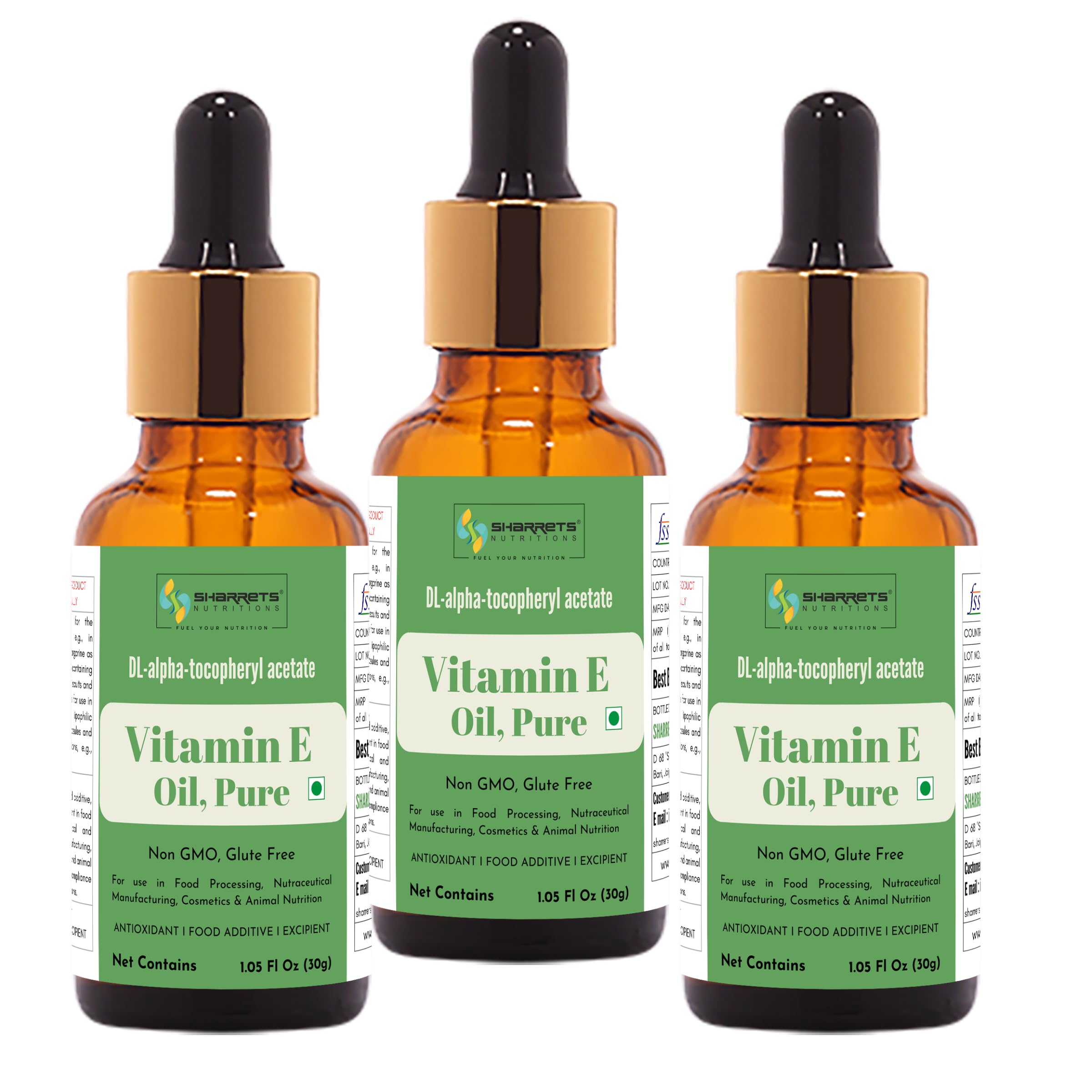 Sharrets Vitamin E Acetate Oil 98% (30g x 3) DL-α Tocopheryl Acetate) | Food-Grade Antioxidant for Food Processing, Cosmetics & Animal Nutrition - Ingredient Produce In Germany-image-35