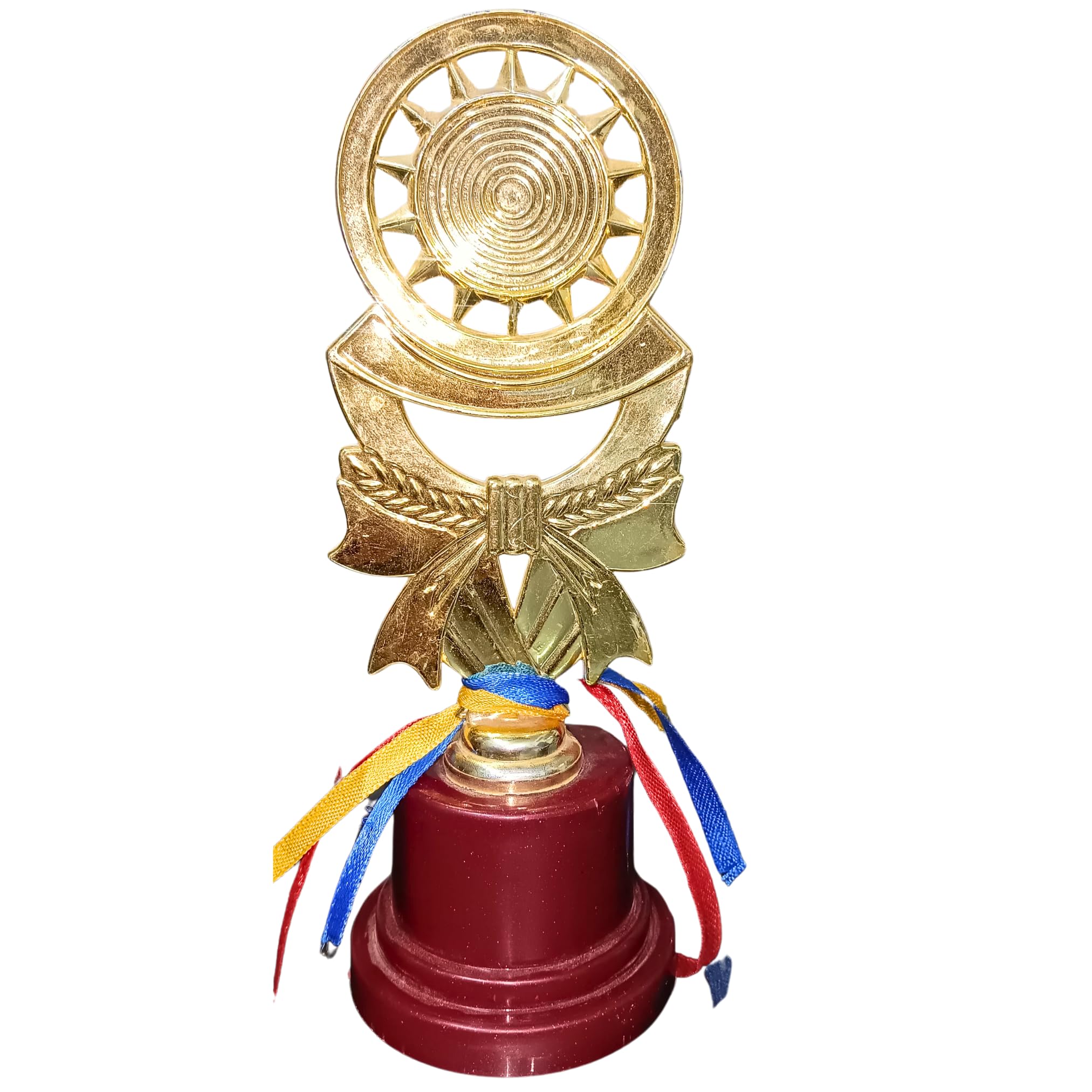 Decorative Sun Trophy with Gold Bow, Burgundy Base and Tricolor Ribbons (Set of 3, 5.5 inches)-image-16
