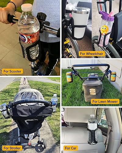 Miniatura 5 de Paquete de 2 portavasos para cochecito, soporte universal para bebidas para bicicletas, carros o caminantes