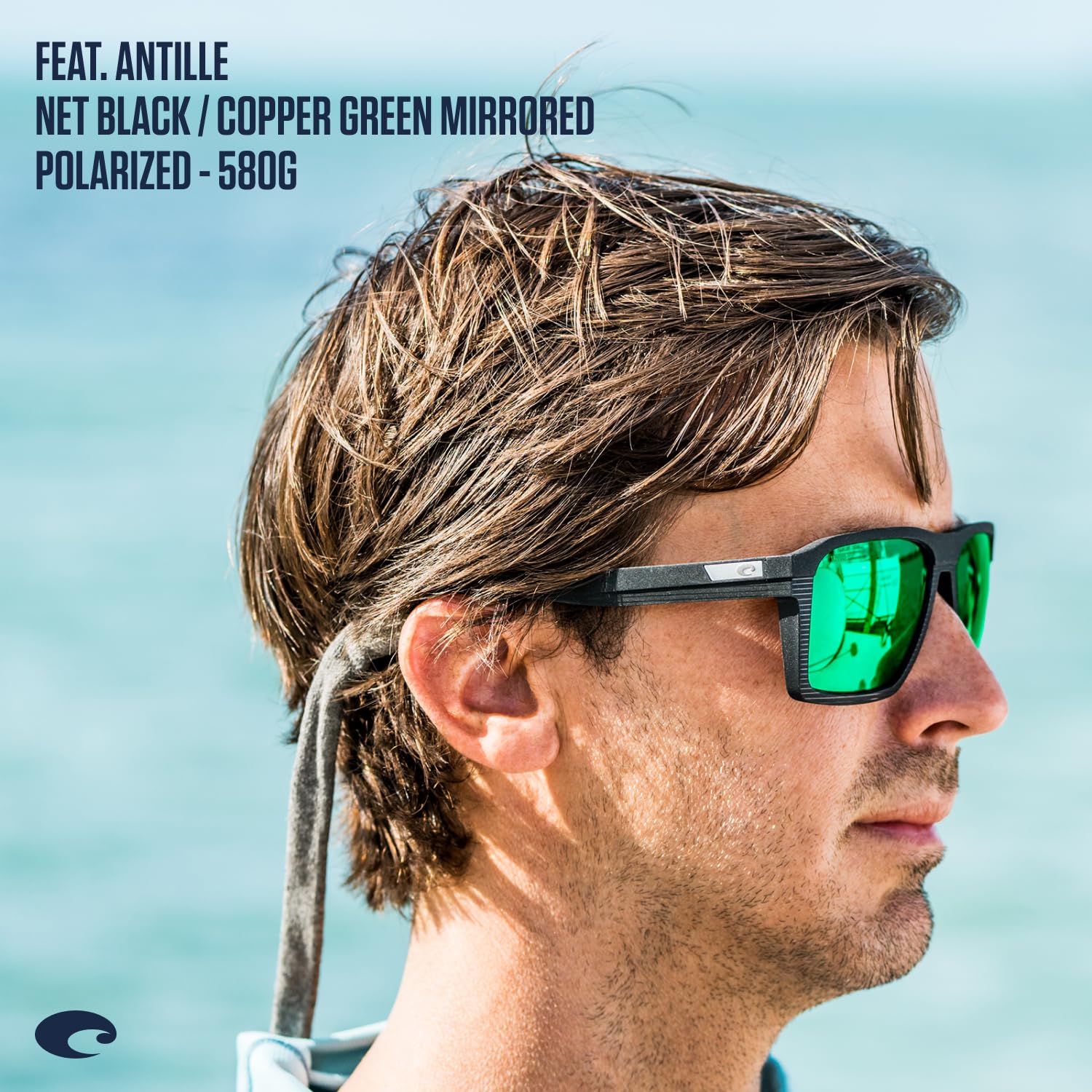Costa Del Mar Antille Antille Netplus - Gafas de sol (580 g, 58 mm), color negro y dorado