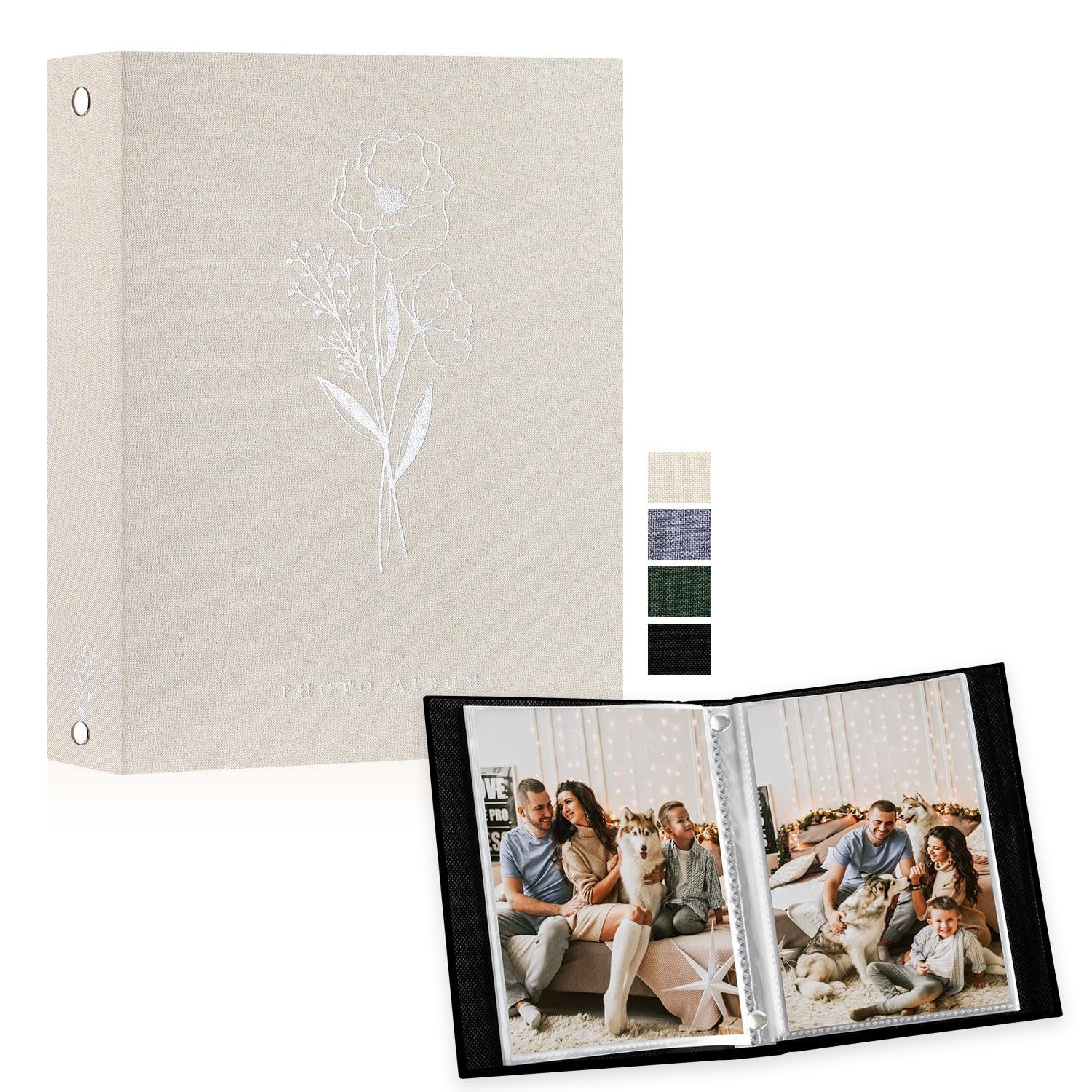 Lanpn Álbum de fotos de 13 x 18 cm 100 con bolsillos 2 paquetes, pequeño ropa álbum de fotos vertical bolsillo Verde — view 26