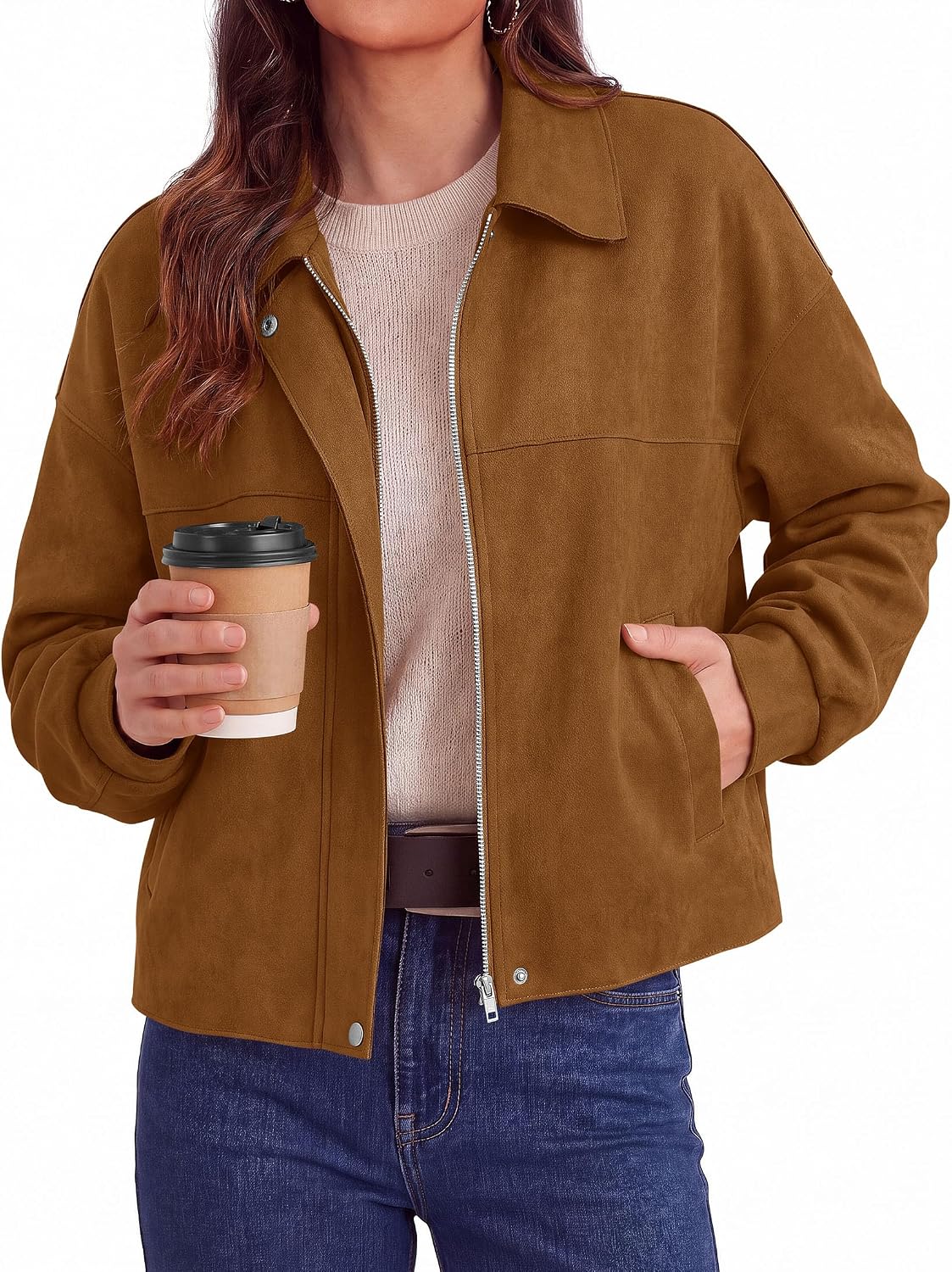 PRETTYGARDEN Women's Faux Suede Cropped Fall Jackets image 4