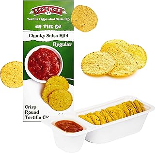 Essence 97 Tortilla Chips Variety Pack with Salsa Dip - Non-GMO, Gluten Free and Crispy Chunky Salsa Mild Flavor - Nacho Tortilla Chips Perfect for Snacking, Lunch and On-the-Go - 6 Pack