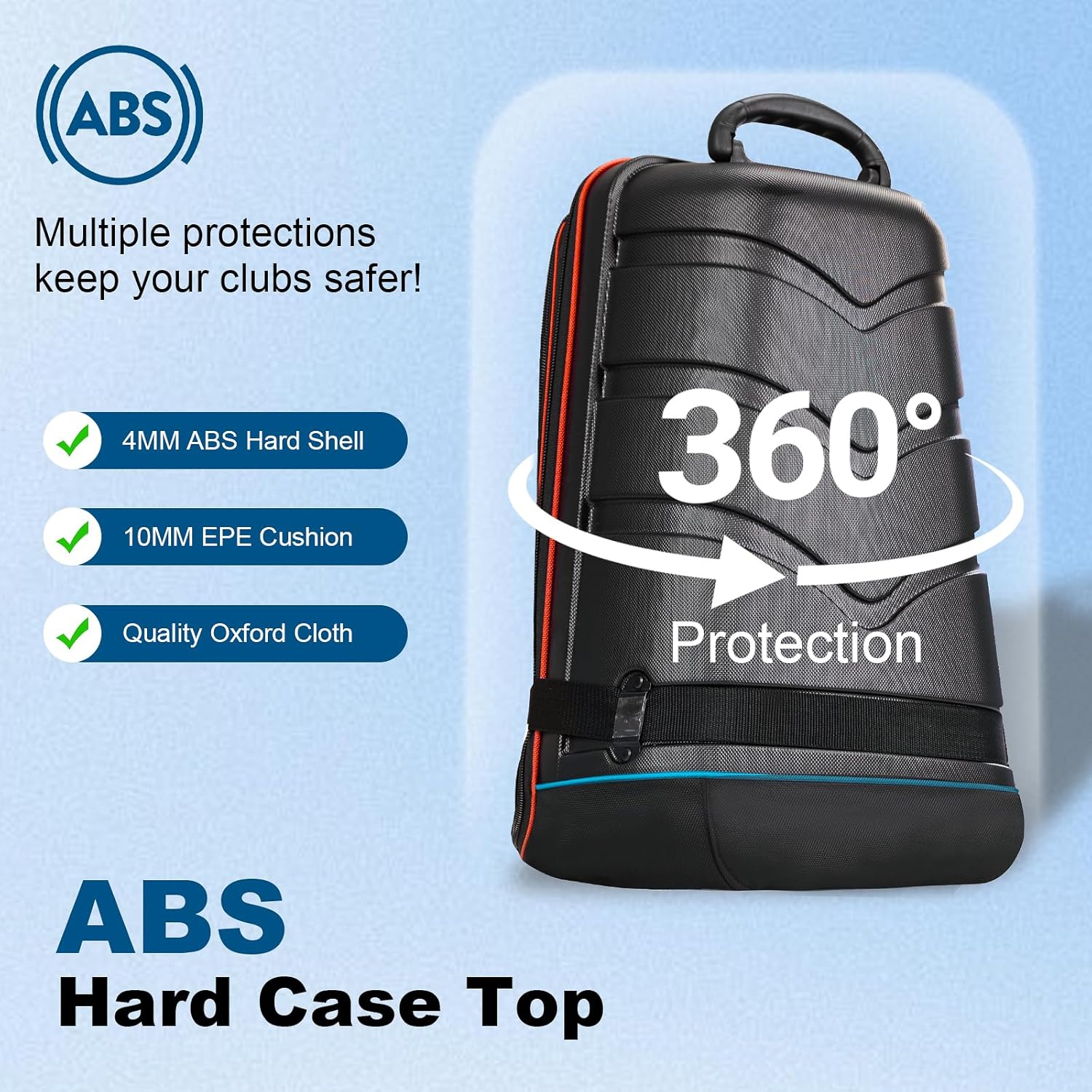 Golf Travel Bags for Airlines with Hard Case Top & Wheels, Hard Shell Top Protect Golf Club, Made of 1680D Heavy Duty Oxford, Internal Strap for Fixing, Lightweight and Easy to Maneuver - Image 5