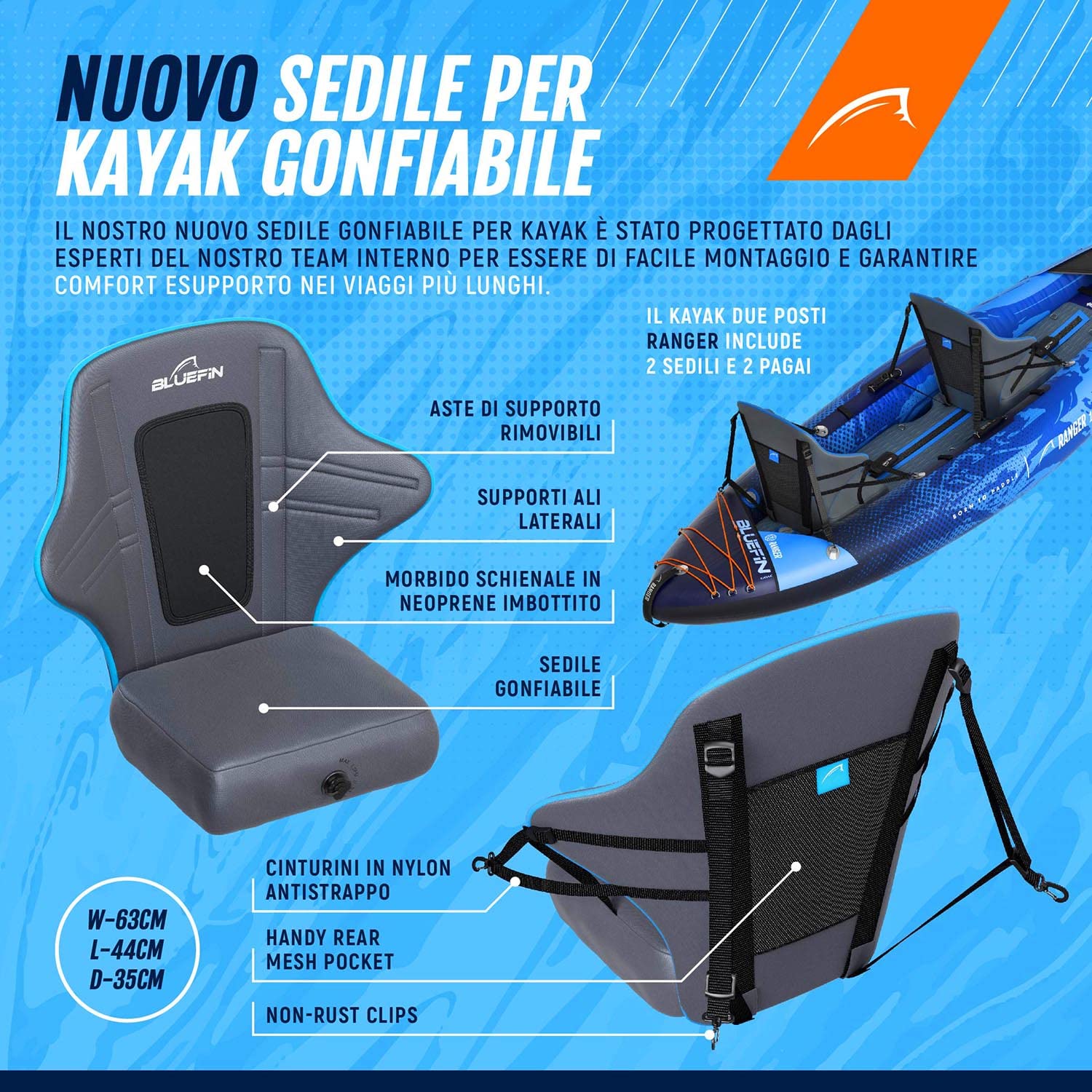 Bluefin Scout e Ranger | Kayak Gonfiabile Alternativo alla Canoa | Disponibile in Due Dimensioni: Scout per 1 Persona e Ranger per 2 Persone