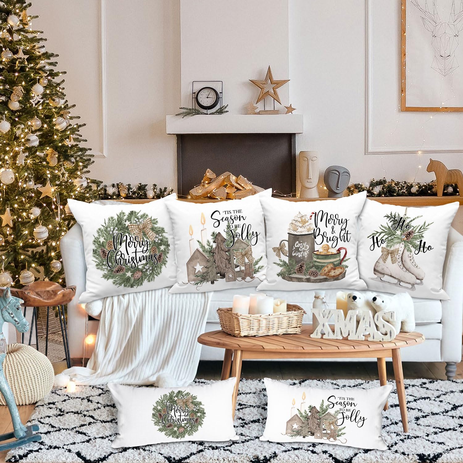 Lanpn 45x45 Christmas Throw Pillow Covers Set of 4 - Image 3