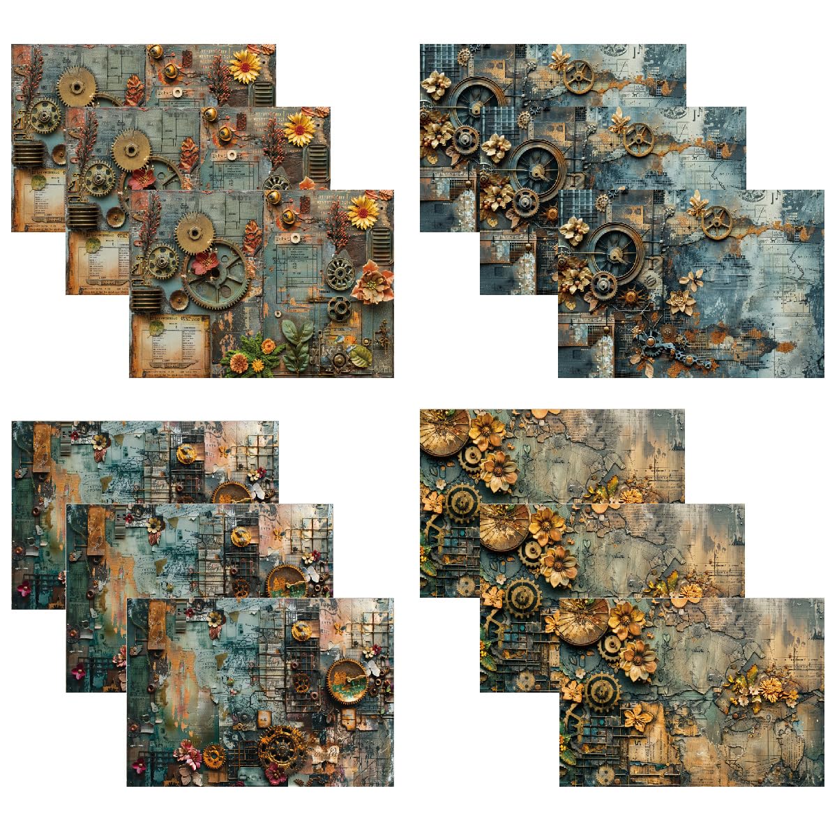 Papel para álbumes de recortes, Paquete de 24 hojas de papel A5, papel estampado de una sola cara, papel decorativo artesanal de 160 g/m² for hacer tarjetas y fondos de álbumes de fotos, 8,3" x 5,7"(1