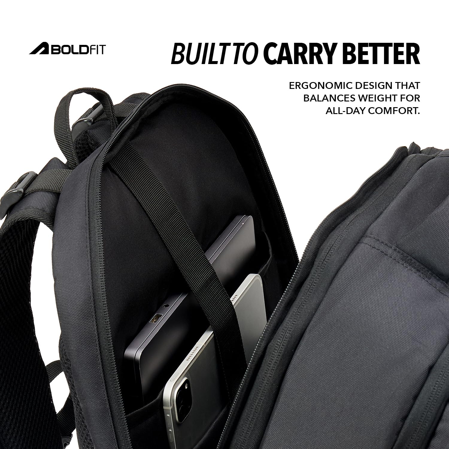 Boldfit Laptop Backpack Bag For Man & Women 40-45 Litres Laptop Bags For Men Office Use Organiser College Bag For Girls Large Spacious Travel Bag With Separate Compartment - Black yellow — Amazon image 6