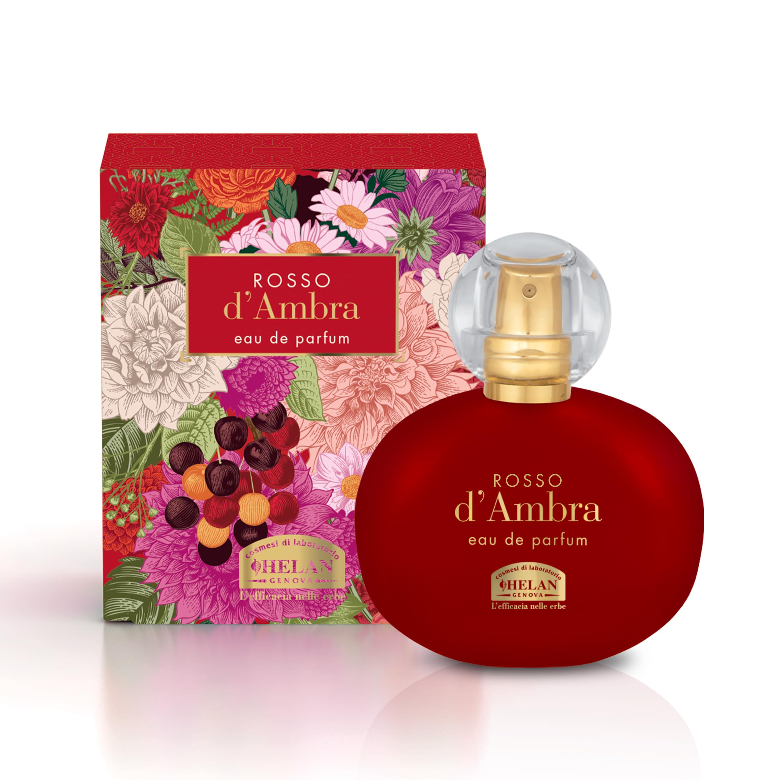 Helan, Rosso d'Ambra - Profumo Donna Avvolgente con Mandorle Dolci, Eau de Parfum Donna Fruttato Ambrato Legnoso, Profumi Donna dalle Note Equilibrate Dolci e Speziate, Fragranza Made in Italy, 50 ml