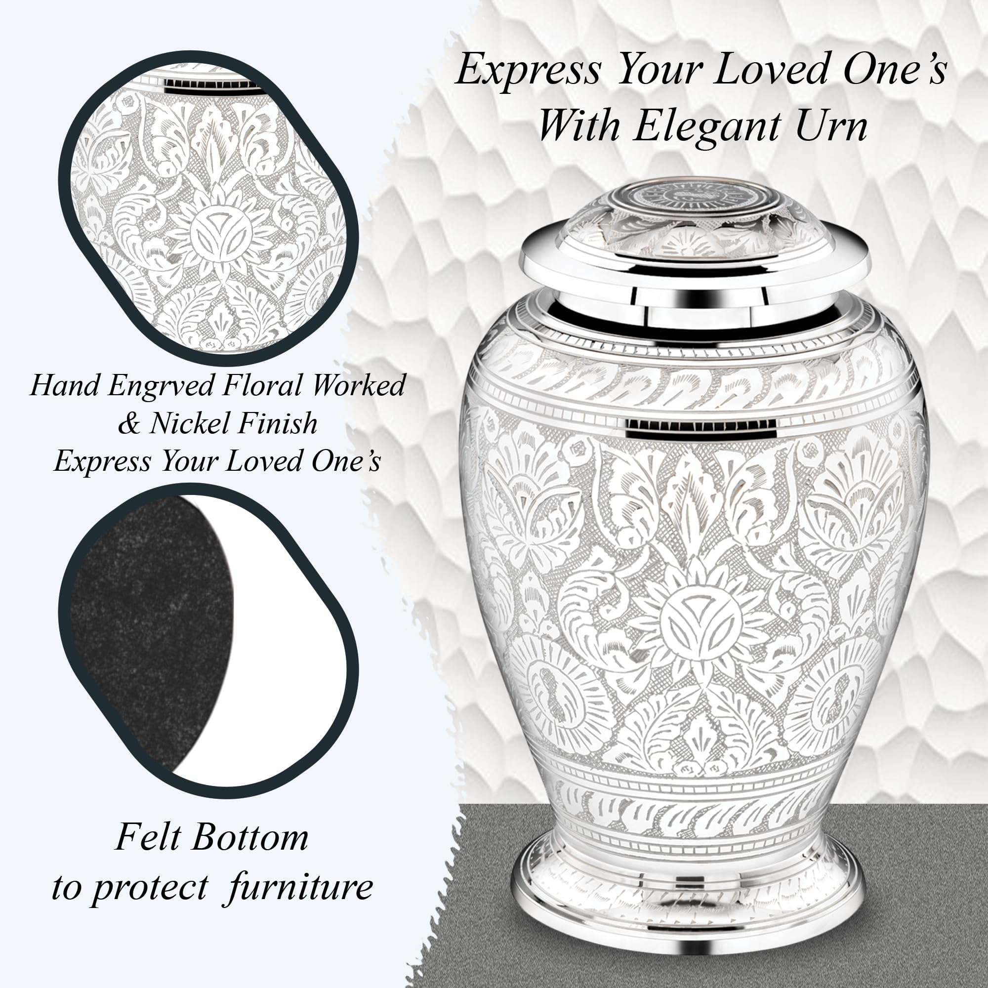 Forever - Urnas de cremación para cenizas para adultos, urna de cremación para cenizas humanas, completamente hecha a mano con volumen de 220 pies cúbicos, con bolsa de protección de terciopelo