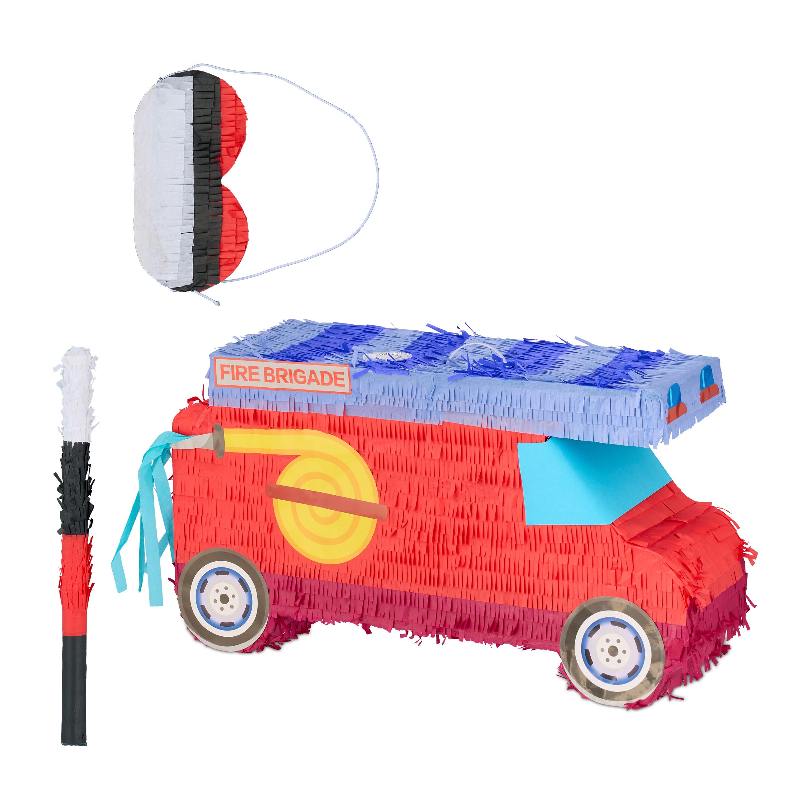 Piñata de pompier rouge pour animer un anniversaire d'enfant au jardin
