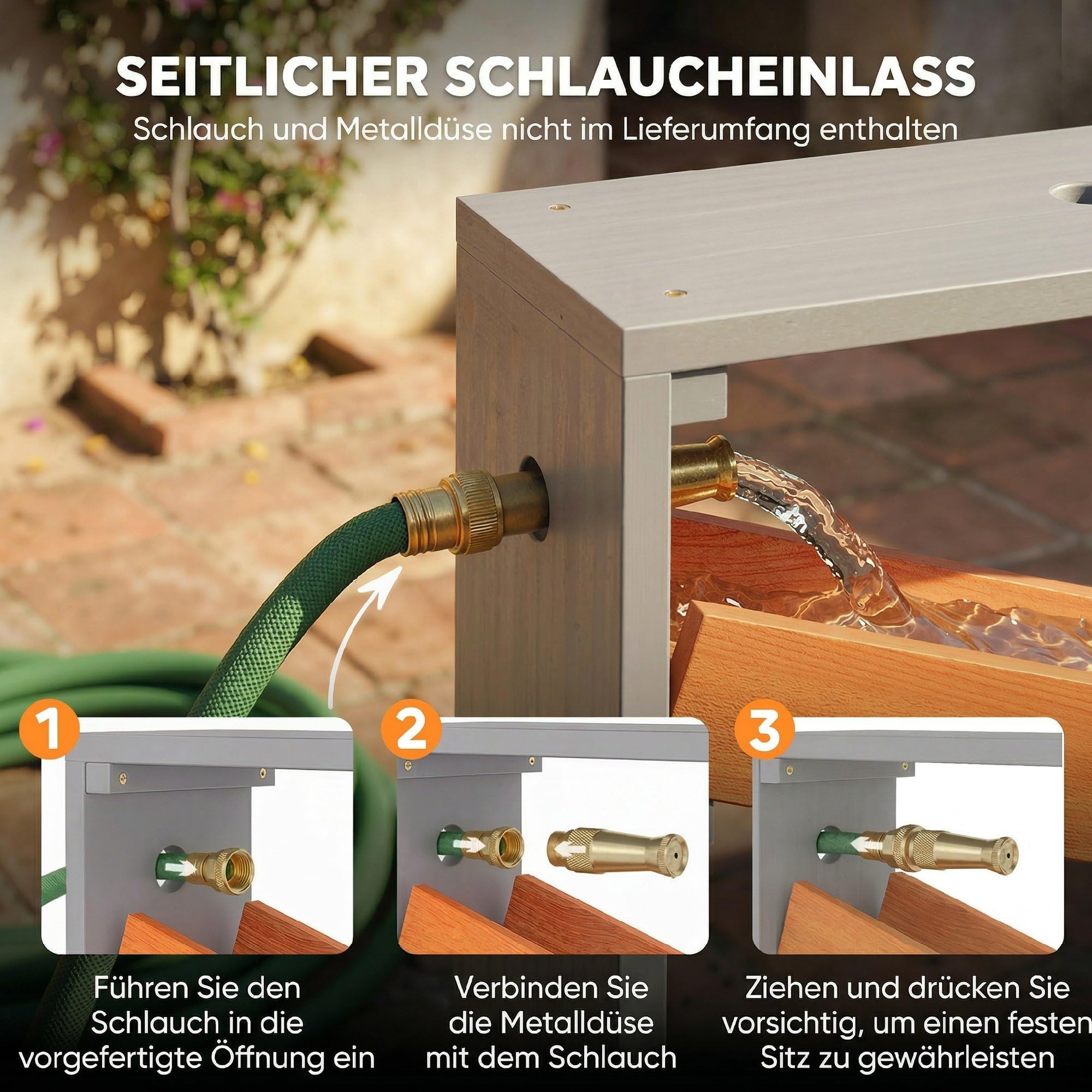 AIYAPLAY Sand Wasserspieltisch Holz, Wasserbahn, Kinder 3-8 Jahre, Grau | Holz Wassertisch, Matschtisch, Strandtisch Sandkastentisch, mit 2 Becken
