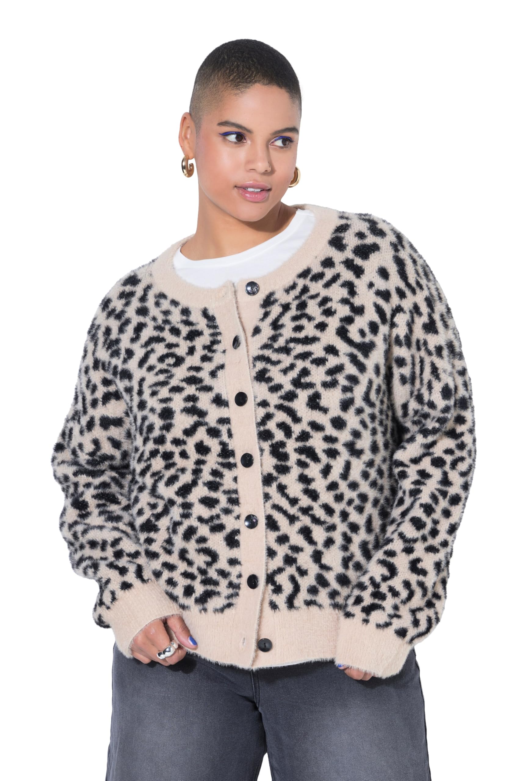 Studio Untold Damen große Größen Übergrößen Plus Size Strickjacke, Oversize Shape, Leo 848935