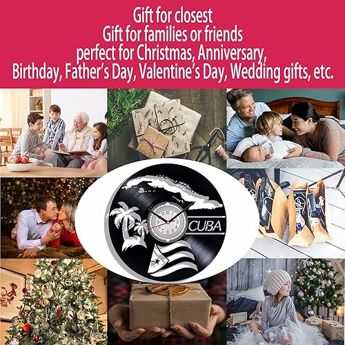 Miniatura 4 de Cuba - Reloj de pared de vinilo para decoración del hogar, 12 pulgadas, regalos de recuerdo de viaje