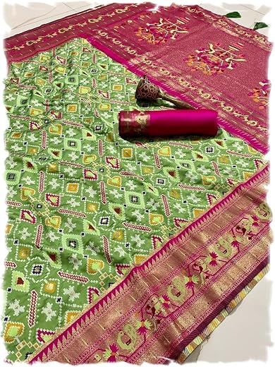 Pandadi Saree Women's Mint Green Pure Soft Kanchivaram Paithani Silk saree With Unstitched Blouse Piece