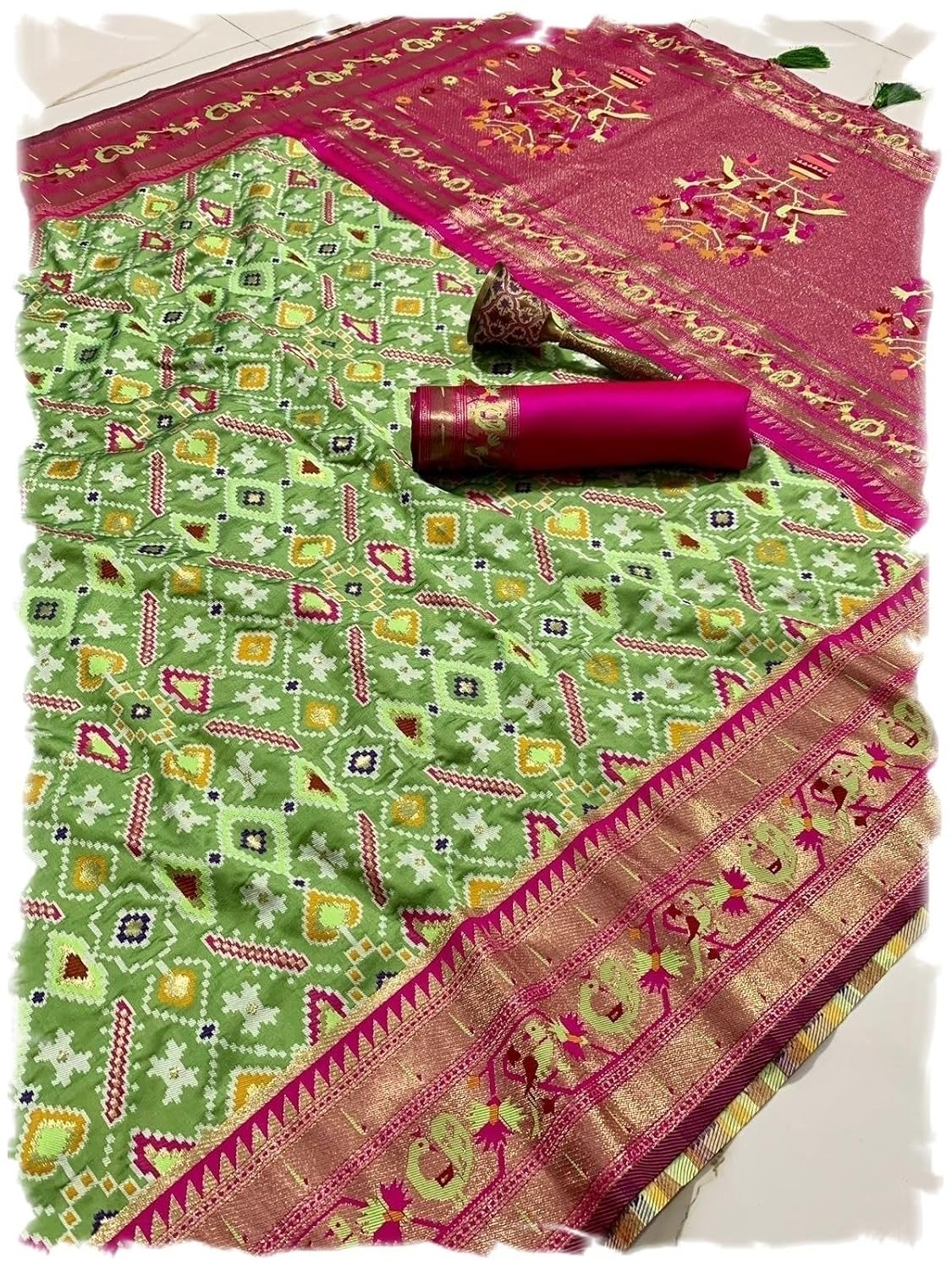 Pandadi Saree Women's Mint Green Pure Soft Kanchivaram Paithani Silk saree With Unstitched Blouse Piece - Review, Price and Buying Guide