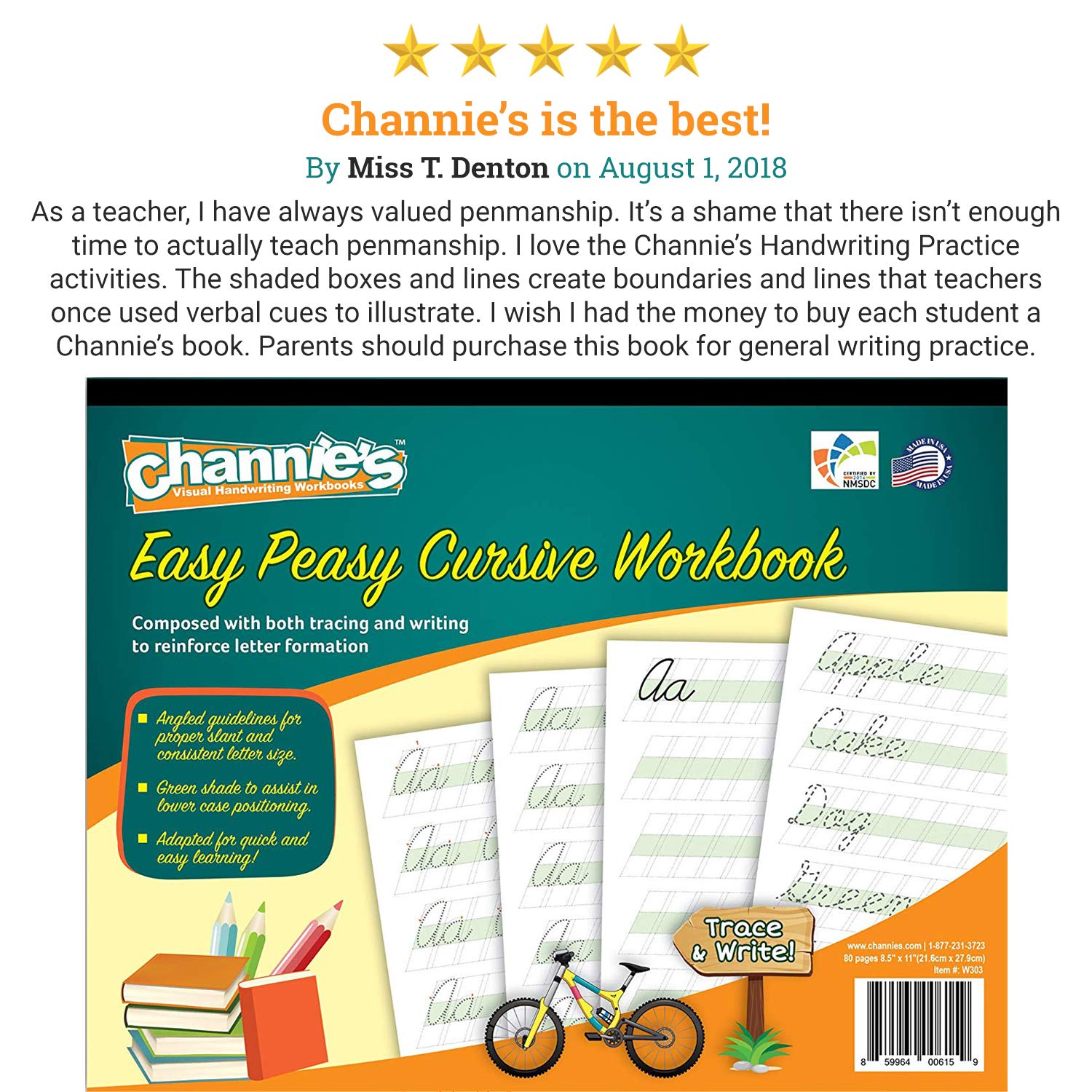 Amazon.com : Channie's Easy Peasy Cursive Tracing & Writing Practice  Workbook, 80 Pages Front & Back, 40 Sheets, Grades 1st – 3rd, Size 8.5” x  11” : Office Products